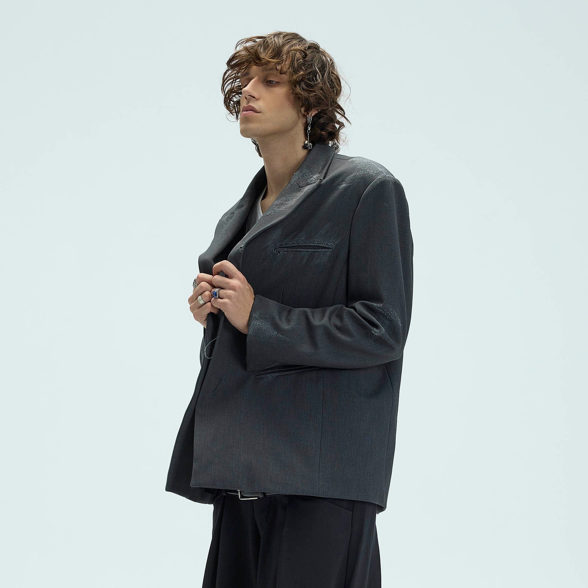 WHISTLEHUNTER Distressed Ripped Blazer, premium urban and streetwear designers apparel on PROJECTISR.com, WHISTLEHUNTER