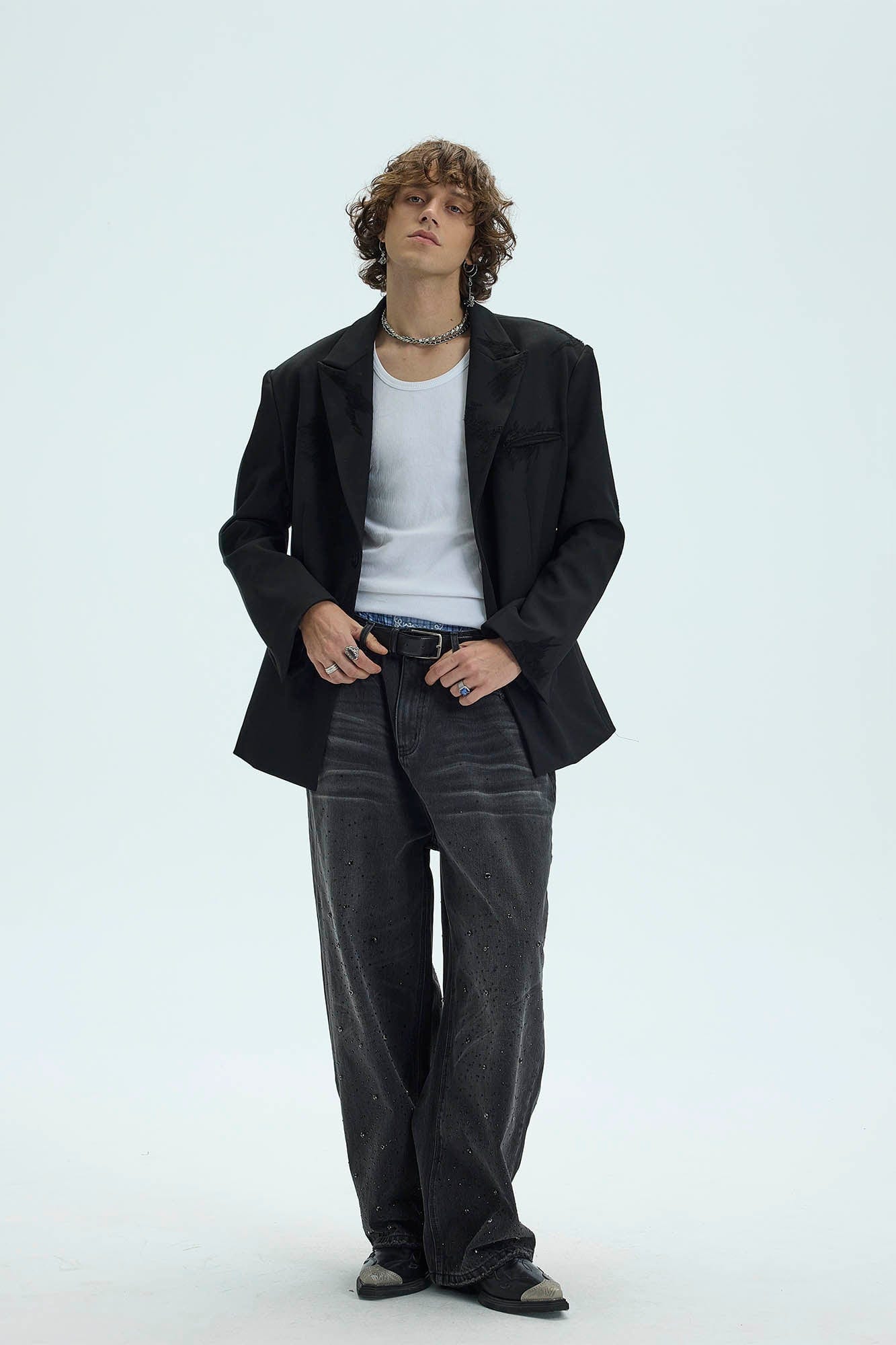 WHISTLEHUNTER Distressed Ripped Blazer, premium urban and streetwear designers apparel on PROJECTISR.com, WHISTLEHUNTER