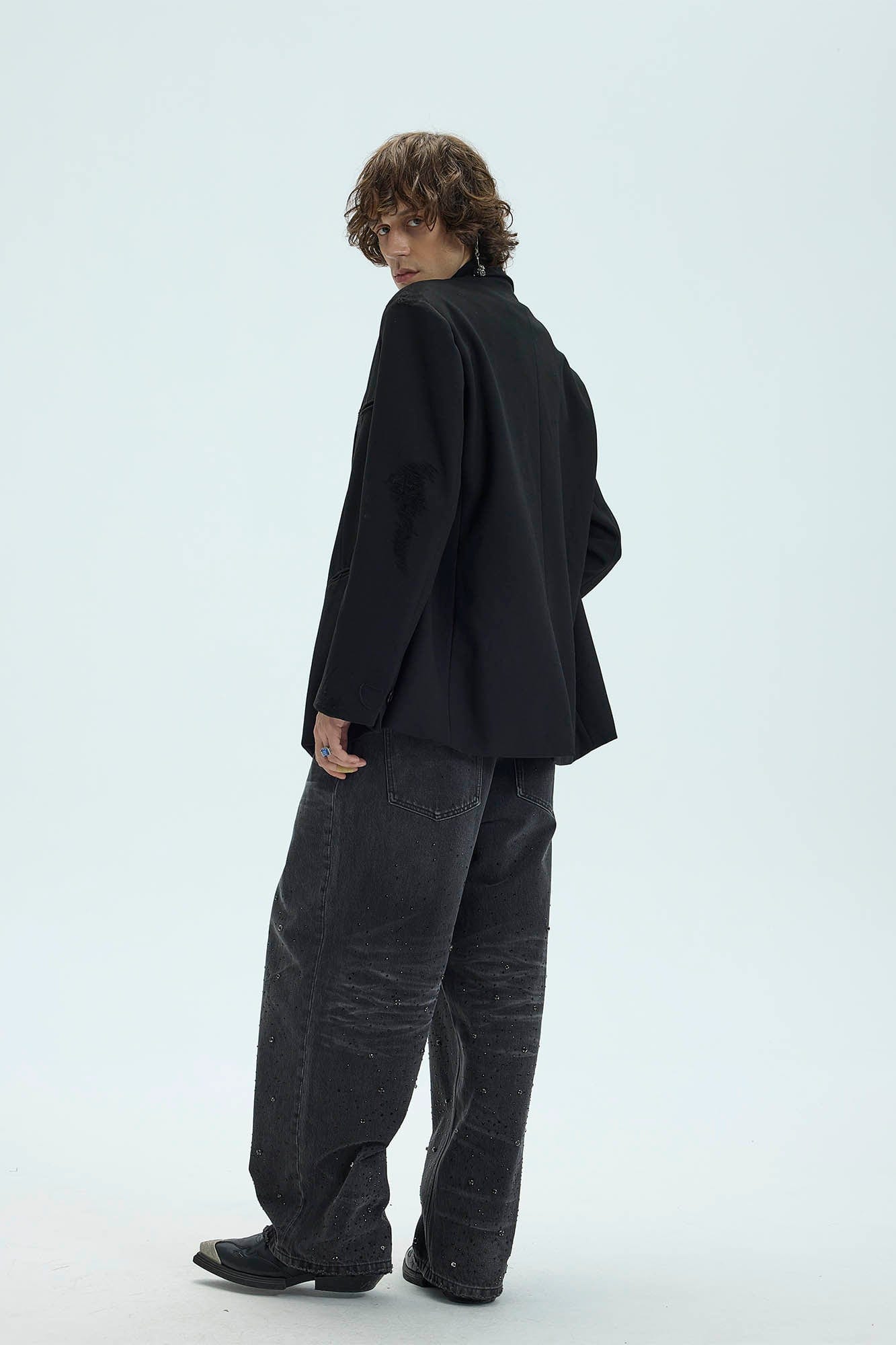 WHISTLEHUNTER Distressed Ripped Blazer, premium urban and streetwear designers apparel on PROJECTISR.com, WHISTLEHUNTER