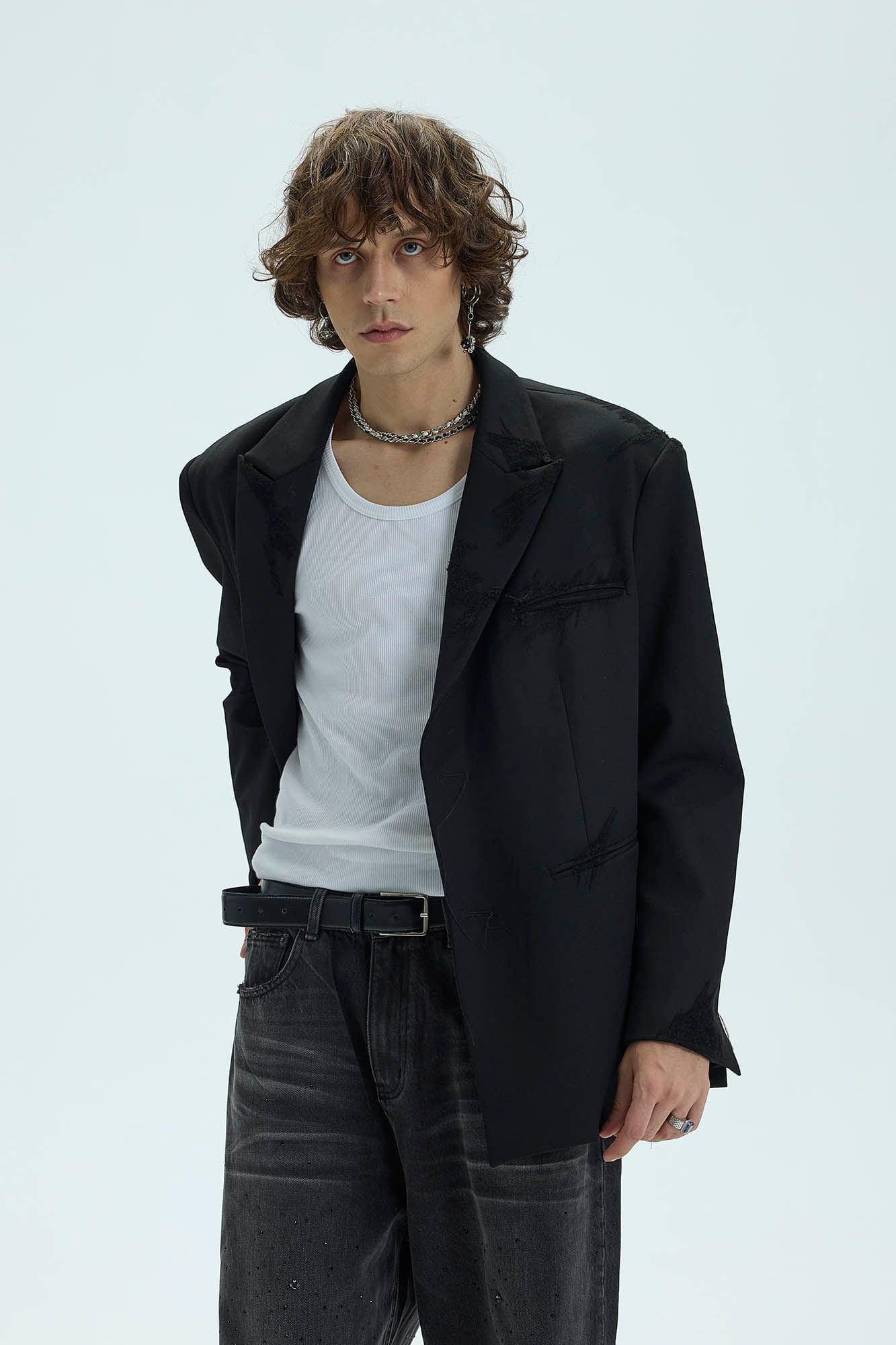 WHISTLEHUNTER Distressed Ripped Blazer, premium urban and streetwear designers apparel on PROJECTISR.com, WHISTLEHUNTER