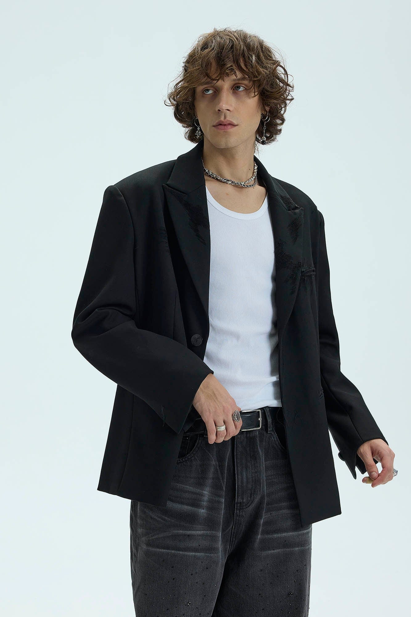 WHISTLEHUNTER Distressed Ripped Blazer, premium urban and streetwear designers apparel on PROJECTISR.com, WHISTLEHUNTER