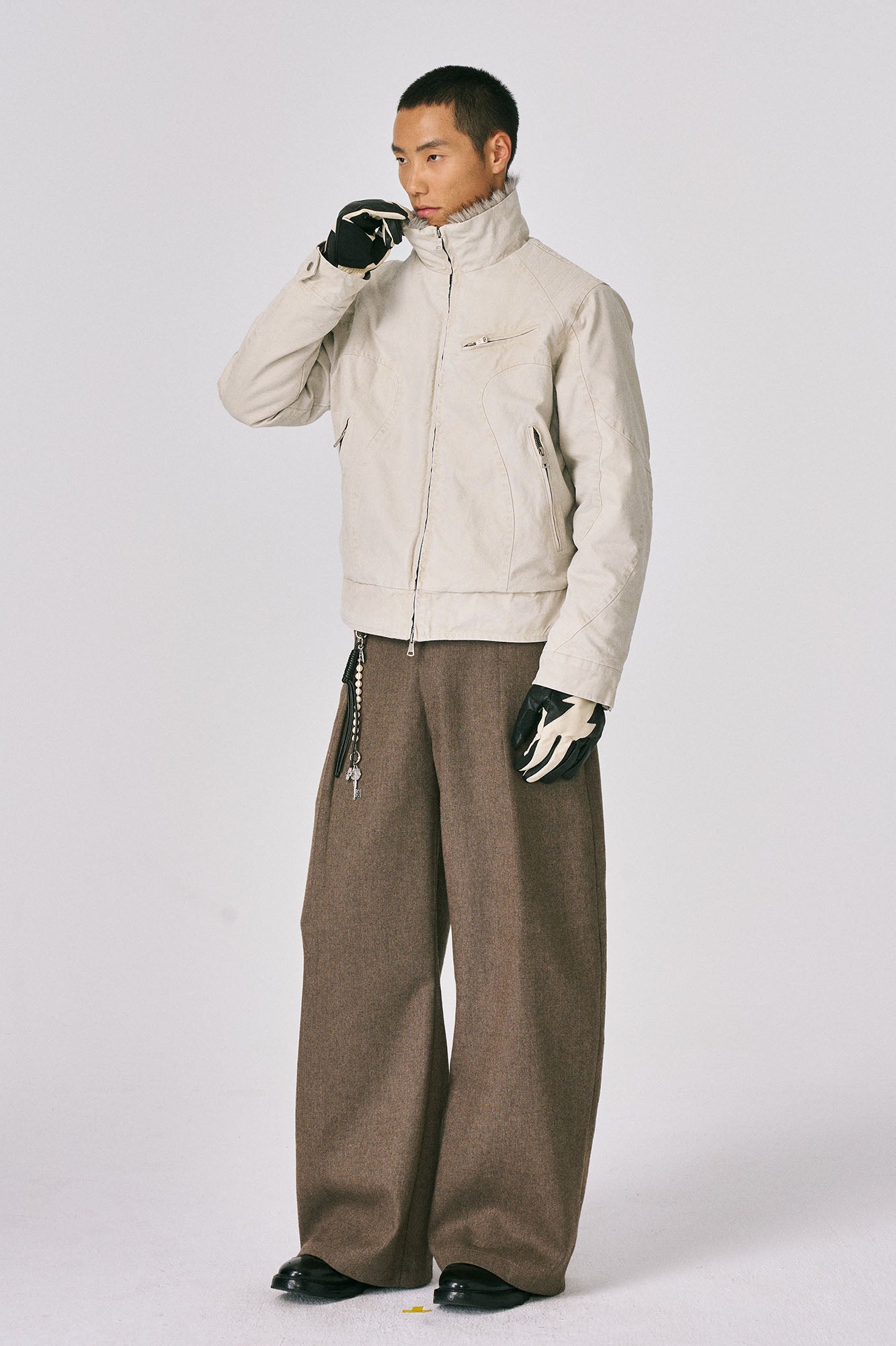 CATSSTAC Faux Fur Lining Washed Jacket