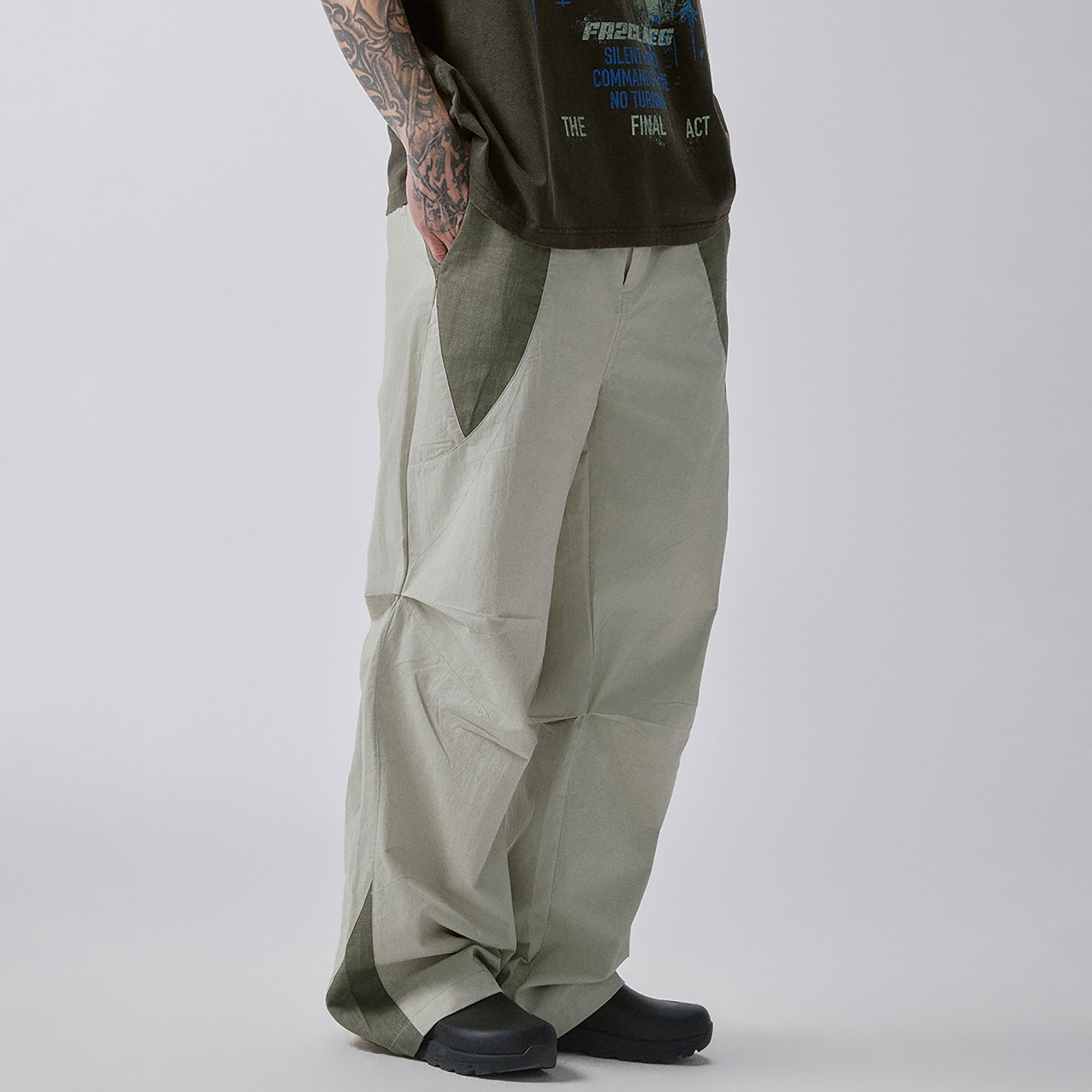 F2CE Colorblock Pleated Straight-Leg Pants, premium urban and streetwear designers apparel on PROJECTISR.com, F2CE