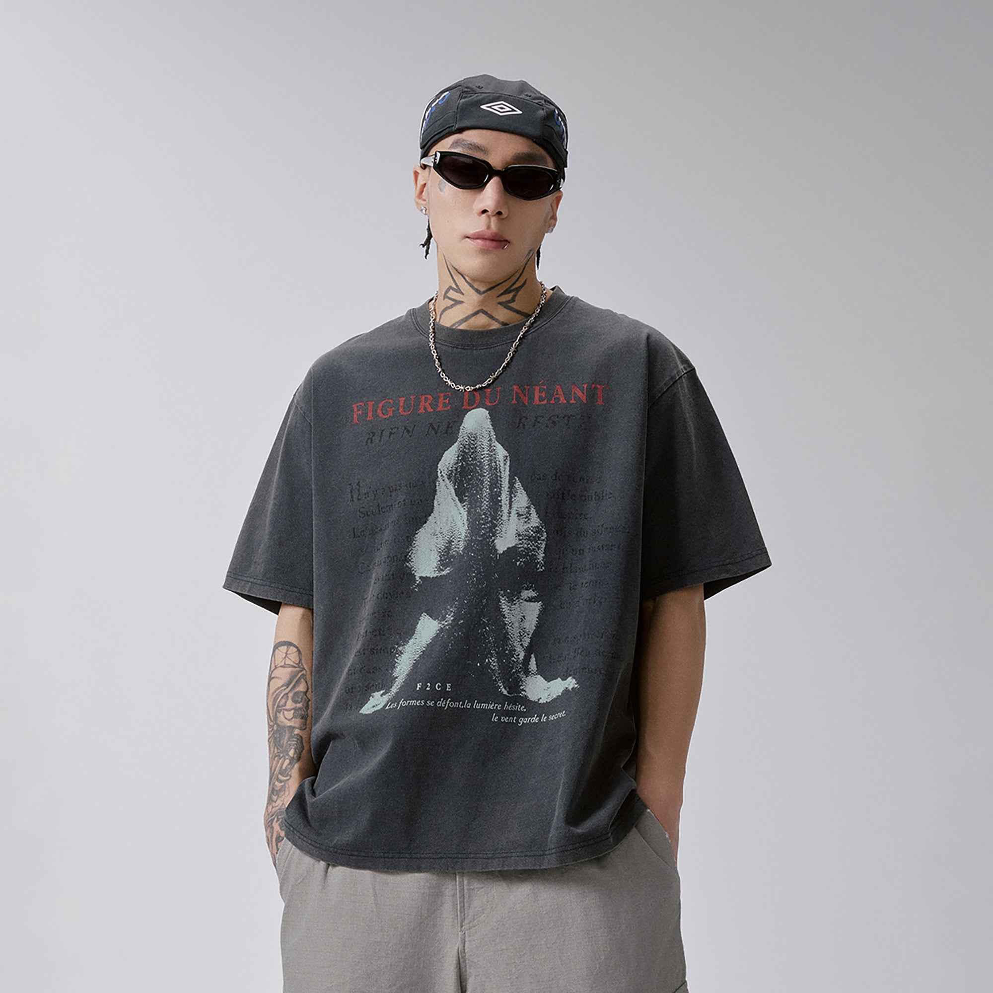 F2CE Washed Void Figure Graphic Tee, premium urban and streetwear designers apparel on PROJECTISR.com, F2CE