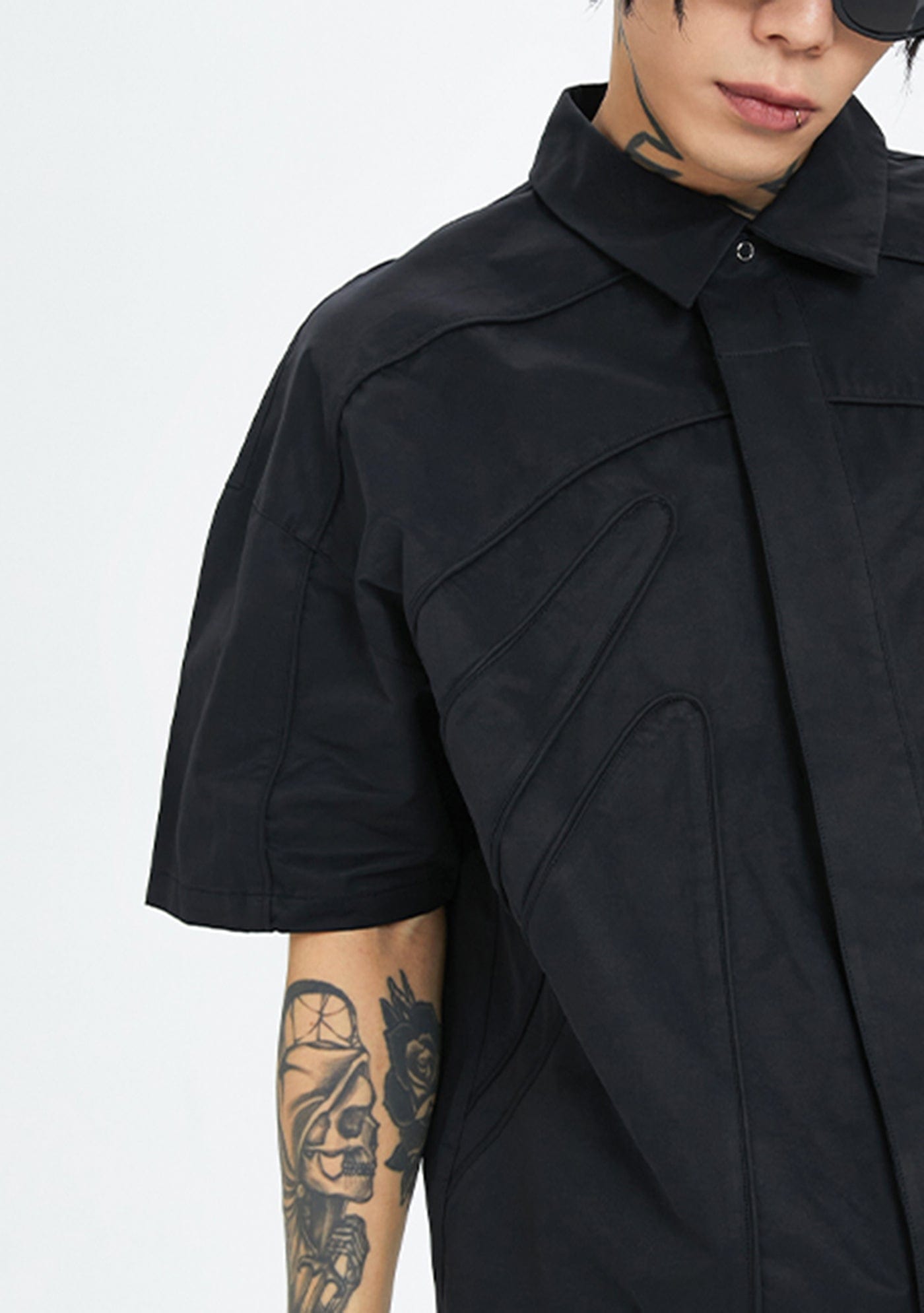 F2CE Spliced Metal Logo Half Shirt, premium urban and streetwear designers apparel on PROJECTISR.com, F2CE