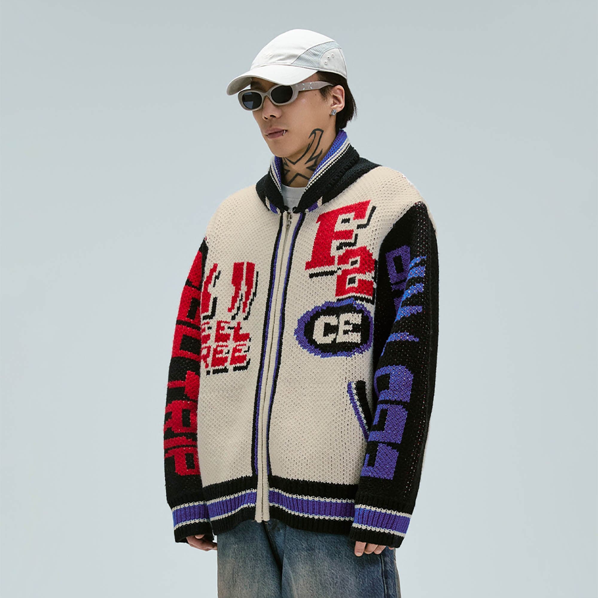 F2CE Jacquard Knit Bomber Jacket, premium urban and streetwear designers apparel on PROJECTISR.com, F2CE