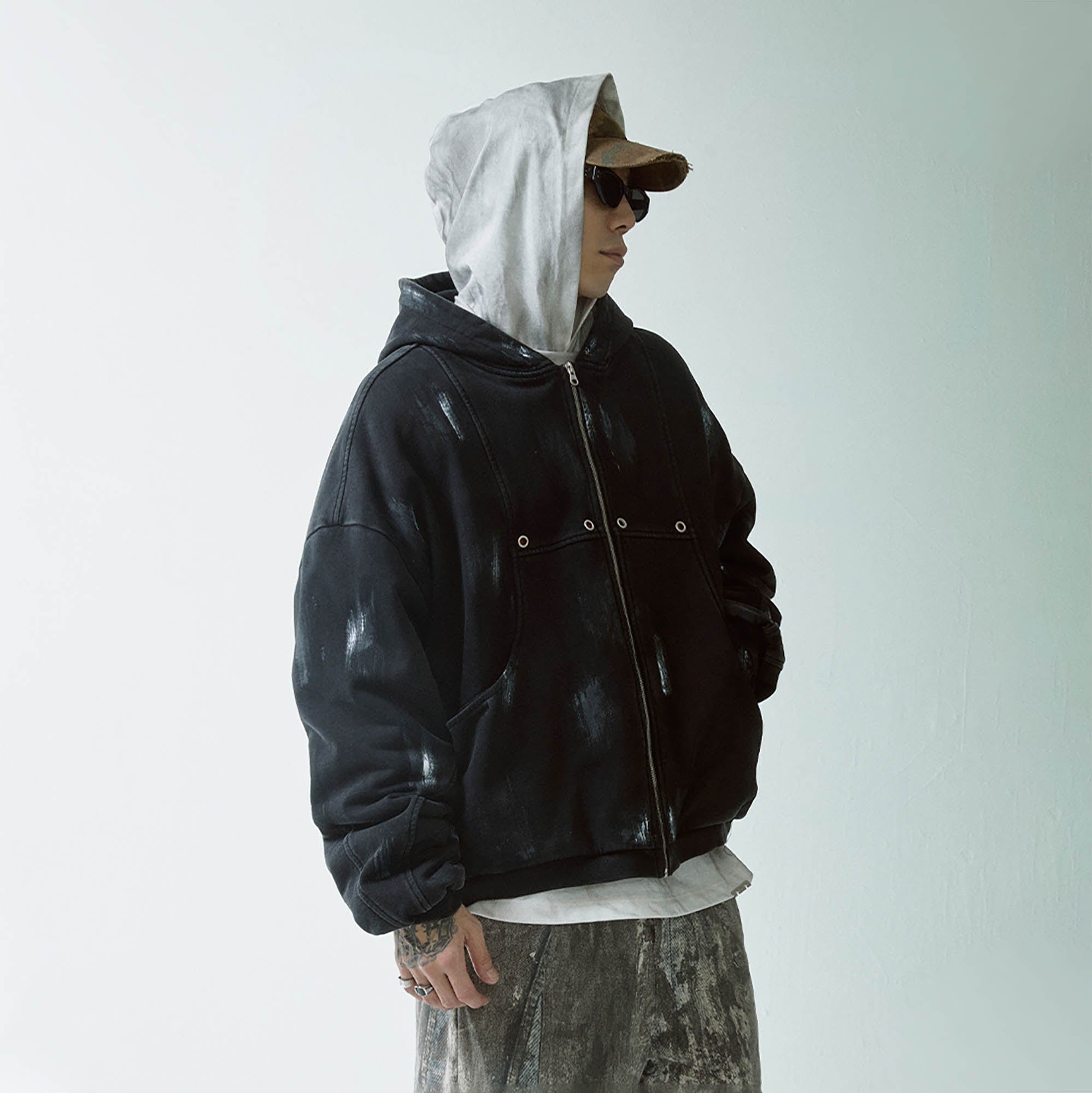 F2CE Brush-Paint Streak Hooded Jacket, premium urban and streetwear designers apparel on PROJECTISR.com, F2CE