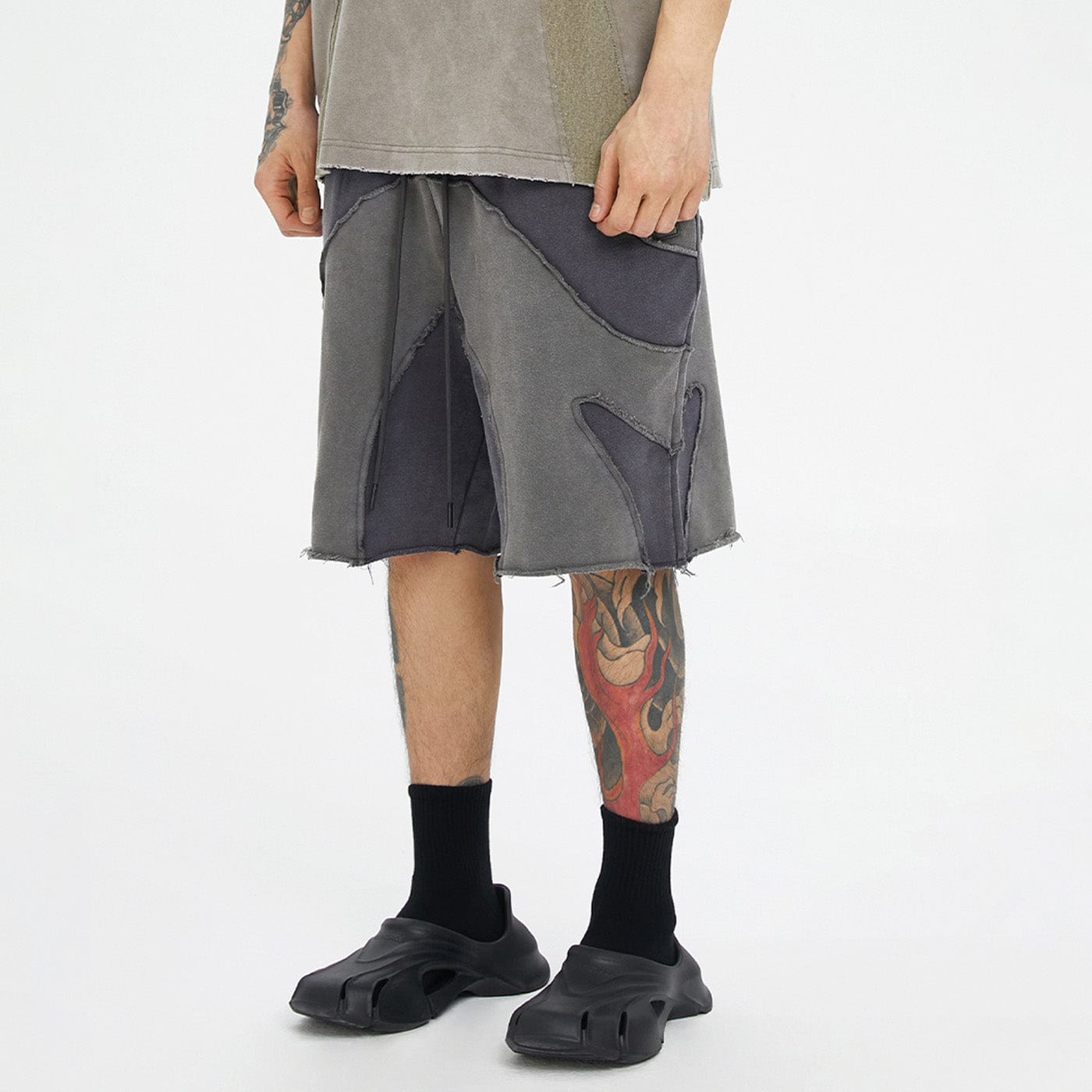 F2CE Distressed Spliced Shorts, premium urban and streetwear designers apparel on PROJECTISR.com, F2CE