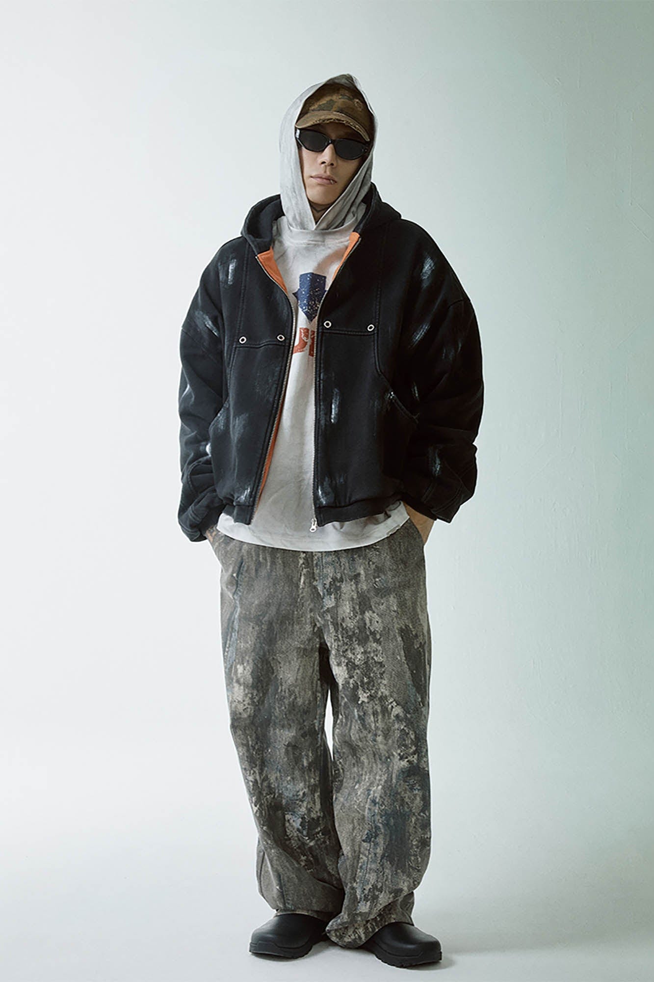 F2CE Brush-Paint Streak Hooded Jacket, premium urban and streetwear designers apparel on PROJECTISR.com, F2CE