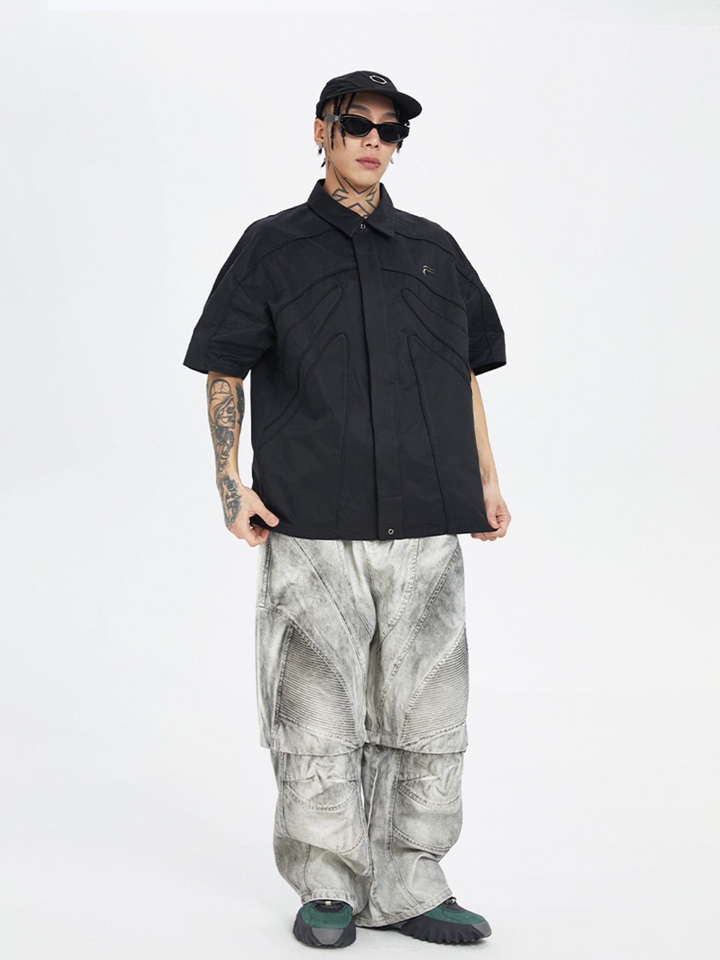 F2CE Spliced Metal Logo Half Shirt, premium urban and streetwear designers apparel on PROJECTISR.com, F2CE