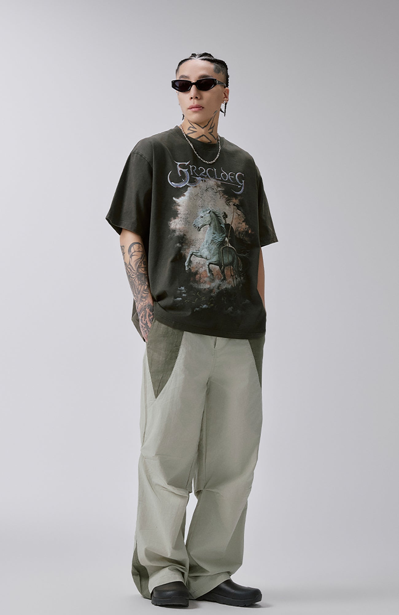 F2CE Colorblock Pleated Straight-Leg Pants, premium urban and streetwear designers apparel on PROJECTISR.com, F2CE