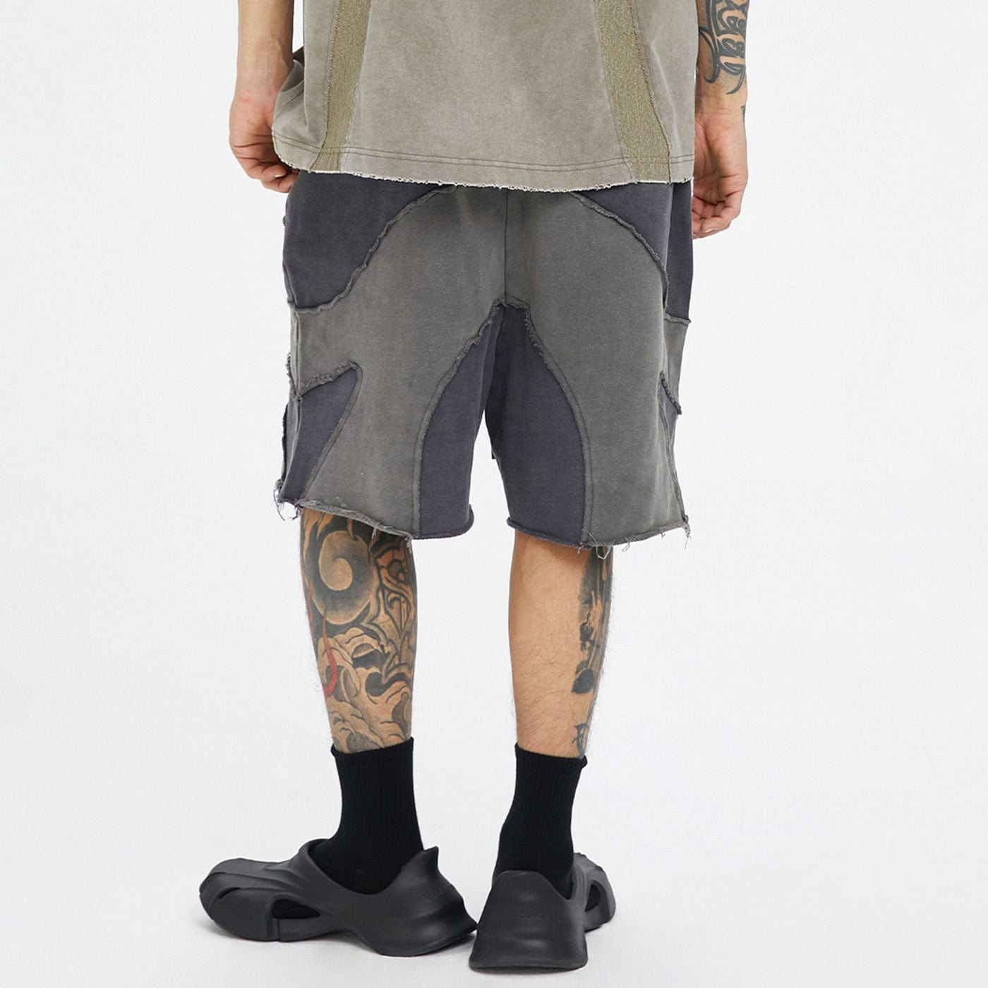 F2CE Distressed Spliced Shorts, premium urban and streetwear designers apparel on PROJECTISR.com, F2CE