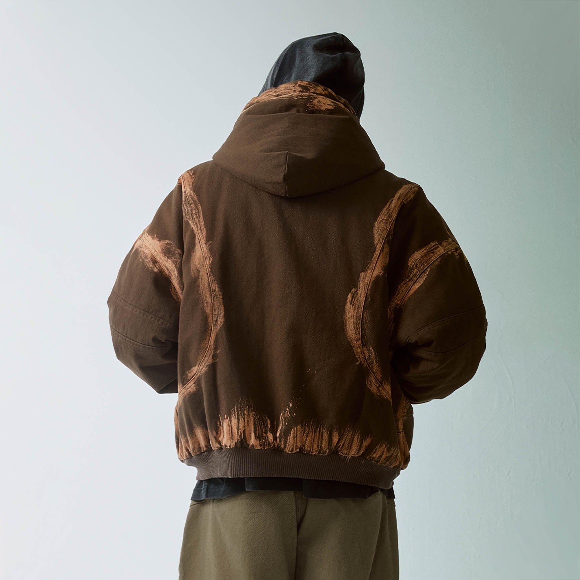 F2CE Brushed Stitch Distressed Hooded Cotton-Padded Jacket, premium urban and streetwear designers apparel on PROJECTISR.com, F2CE