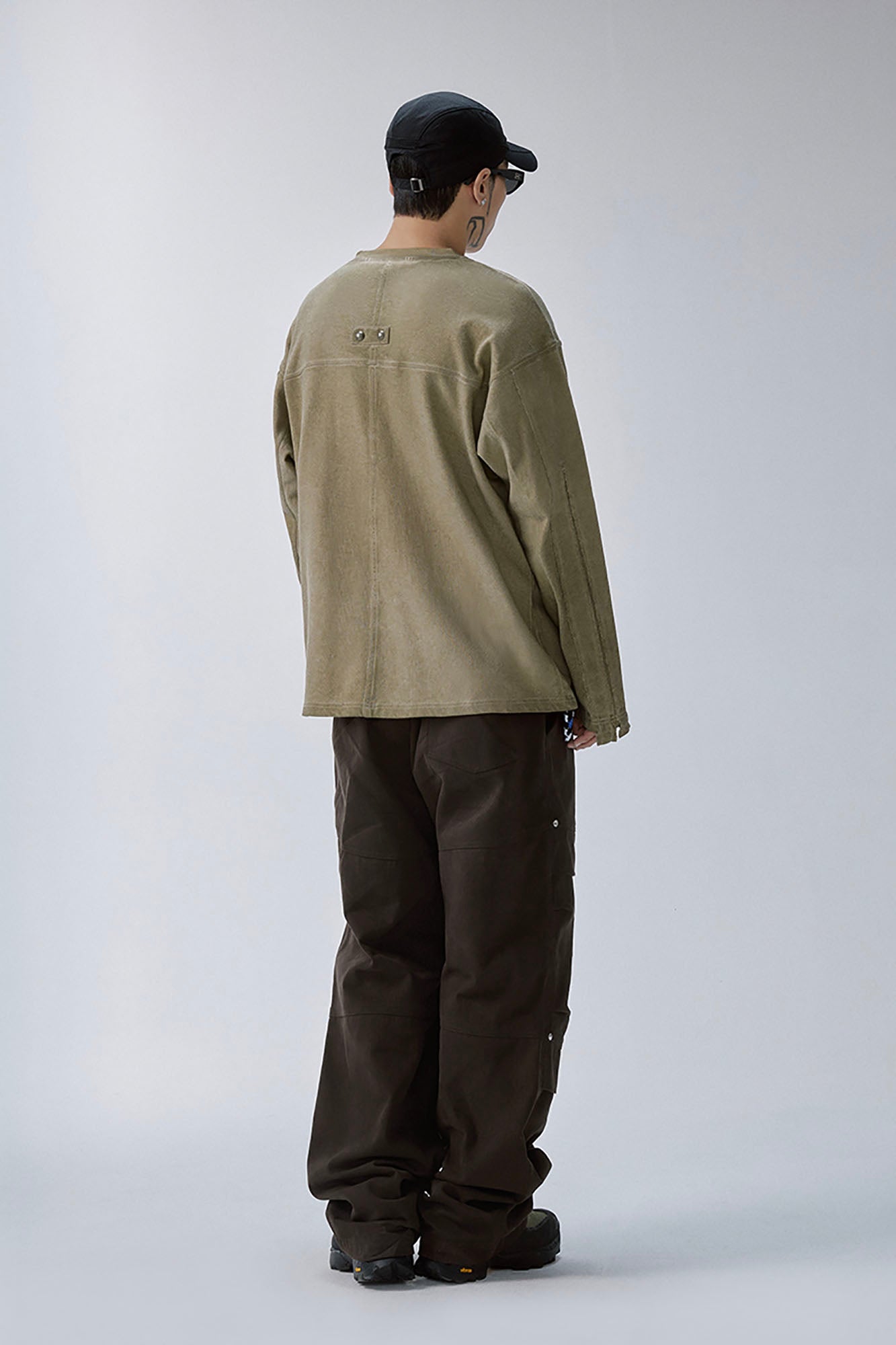 F2CE Distressed Panel-Stitched Long-Sleeve Tee