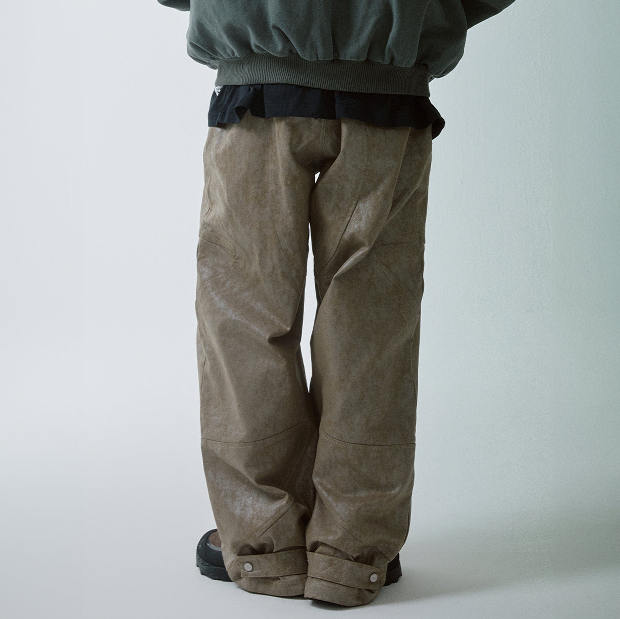 F2CE Distressed Paneled Waxed Pants, premium urban and streetwear designers apparel on PROJECTISR.com, F2CE