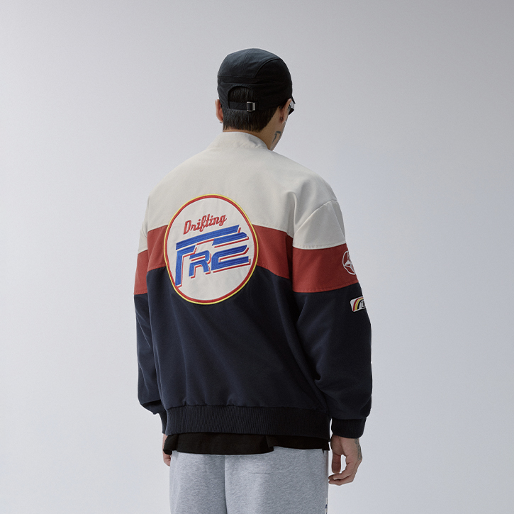 F2CE Retro Contrast Racing Patch Jacket