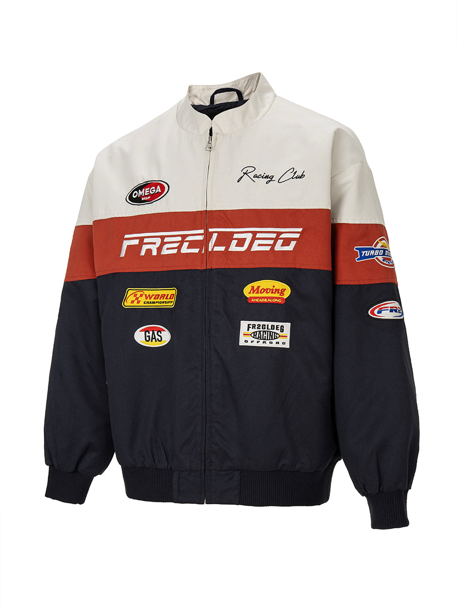 F2CE Retro Contrast Racing Patch Jacket