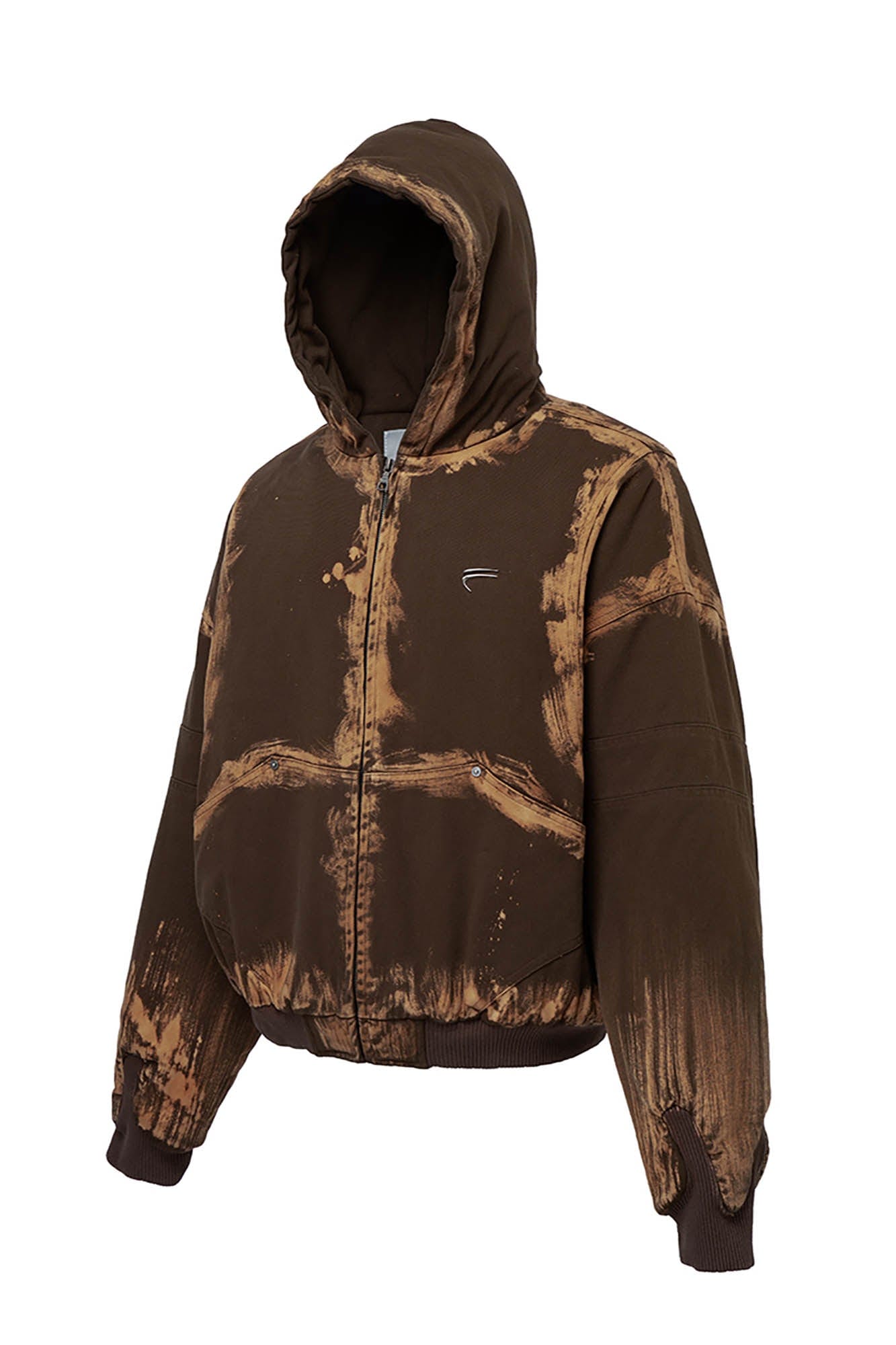 F2CE Brushed Stitch Distressed Hooded Cotton-Padded Jacket, premium urban and streetwear designers apparel on PROJECTISR.com, F2CE