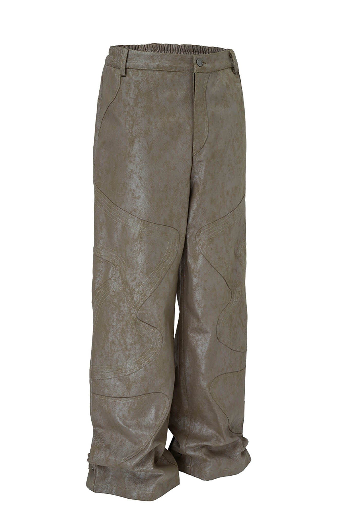 F2CE Distressed Paneled Waxed Pants, premium urban and streetwear designers apparel on PROJECTISR.com, F2CE