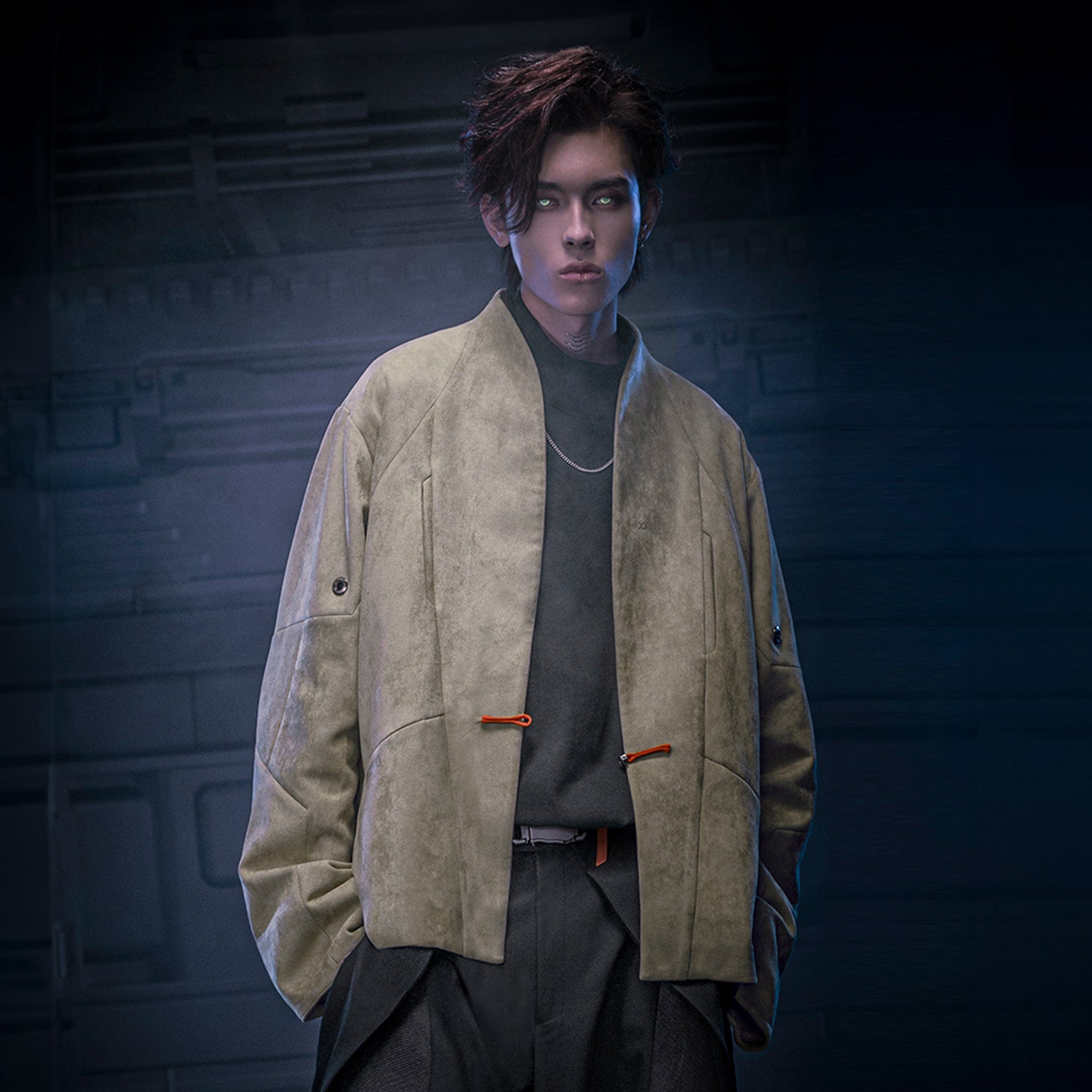 XIPHEVIL Deconstructed Utility Faux Suede Daoist Robe Sand, premium urban and streetwear designers apparel on PROJECTISR.com, XIPHEVIL