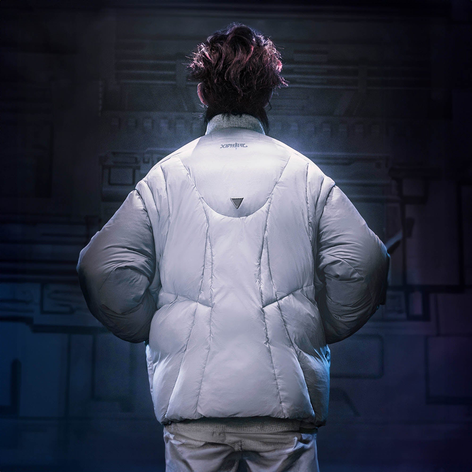 XIPHEVIL Exoskeleton Detachable-Sleeve Paneled Puffer Jacket, premium urban and streetwear designers apparel on PROJECTISR.com, XIPHEVIL