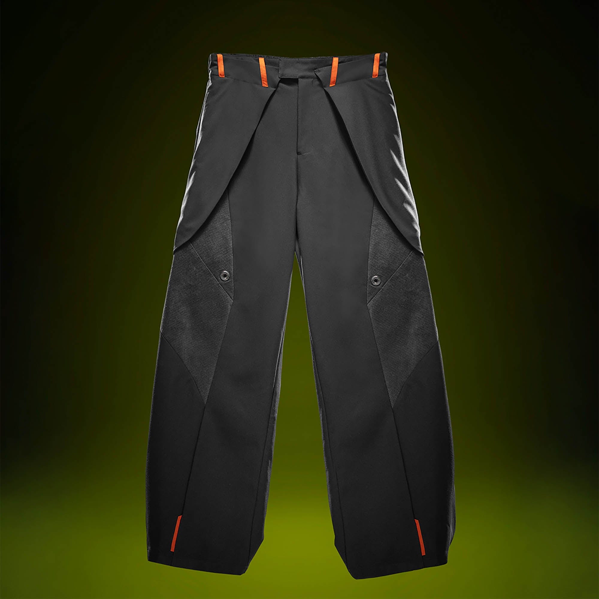 XIPHEVIL Mech Paneled Utility Wide-Leg Pants Black, premium urban and streetwear designers apparel on PROJECTISR.com, XIPHEVIL