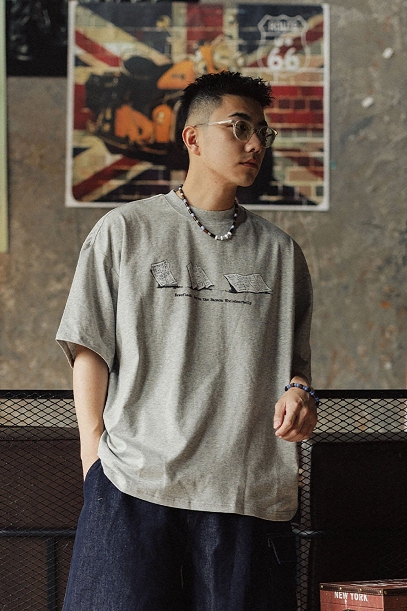 BANANA CLUB Newspaper Graphic Sorona Oversized T-Shirt, premium urban and streetwear designers apparel on PROJECTISR.com, BANANA CLUB