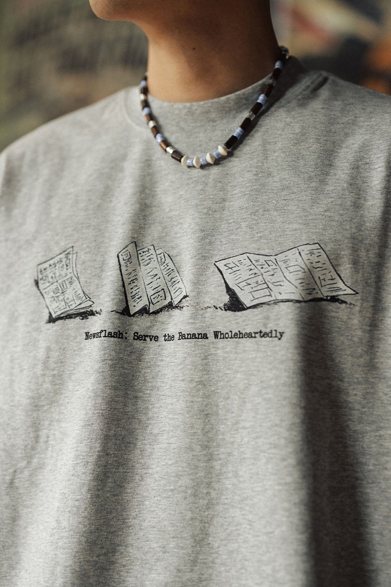 BANANA CLUB Newspaper Graphic Sorona Oversized T-Shirt, premium urban and streetwear designers apparel on PROJECTISR.com, BANANA CLUB