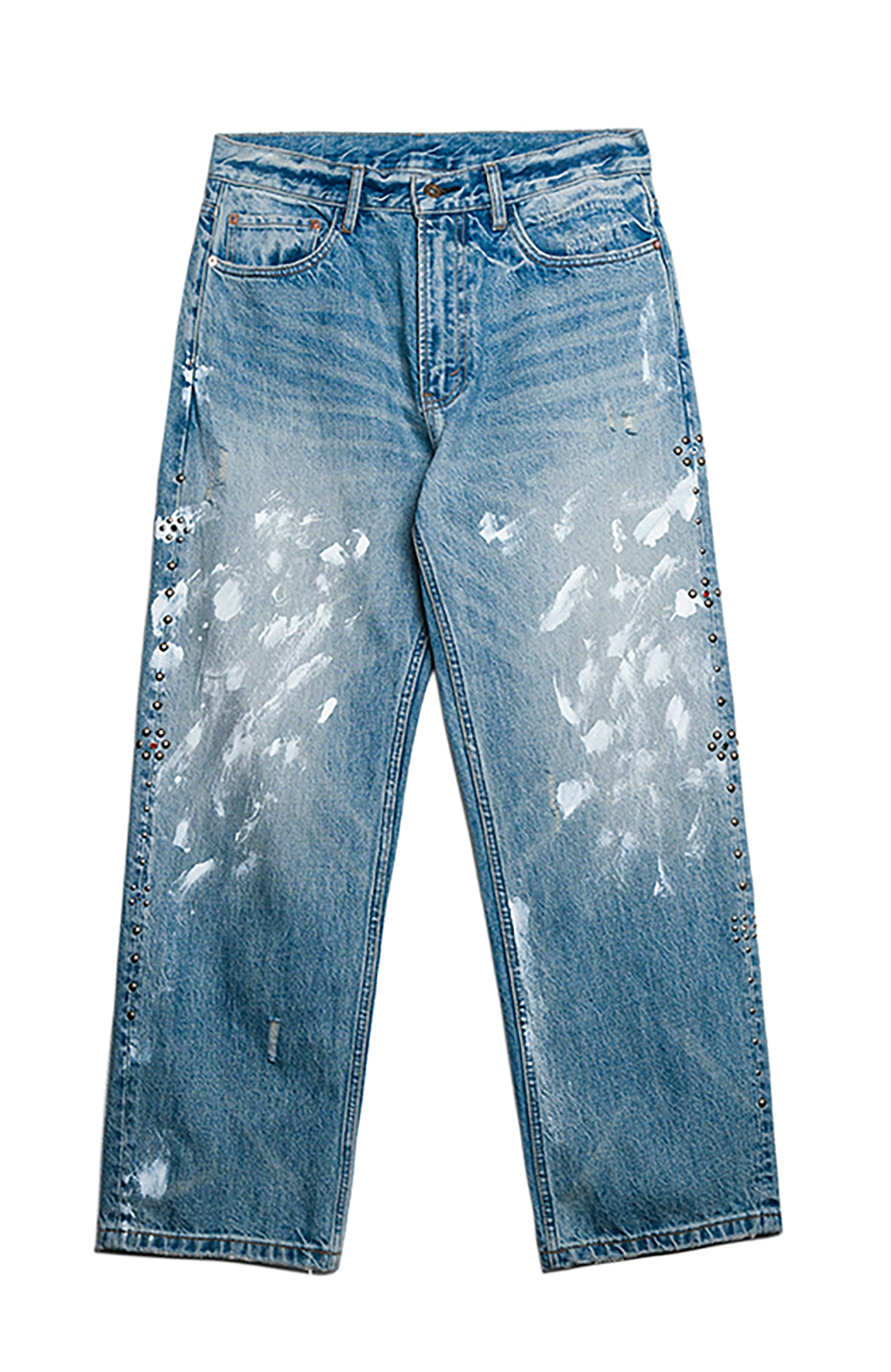 NEIGBORL Paint Splatter Washed Denim Pants, premium urban and streetwear designers apparel on PROJECTISR.com, NEIGBORL