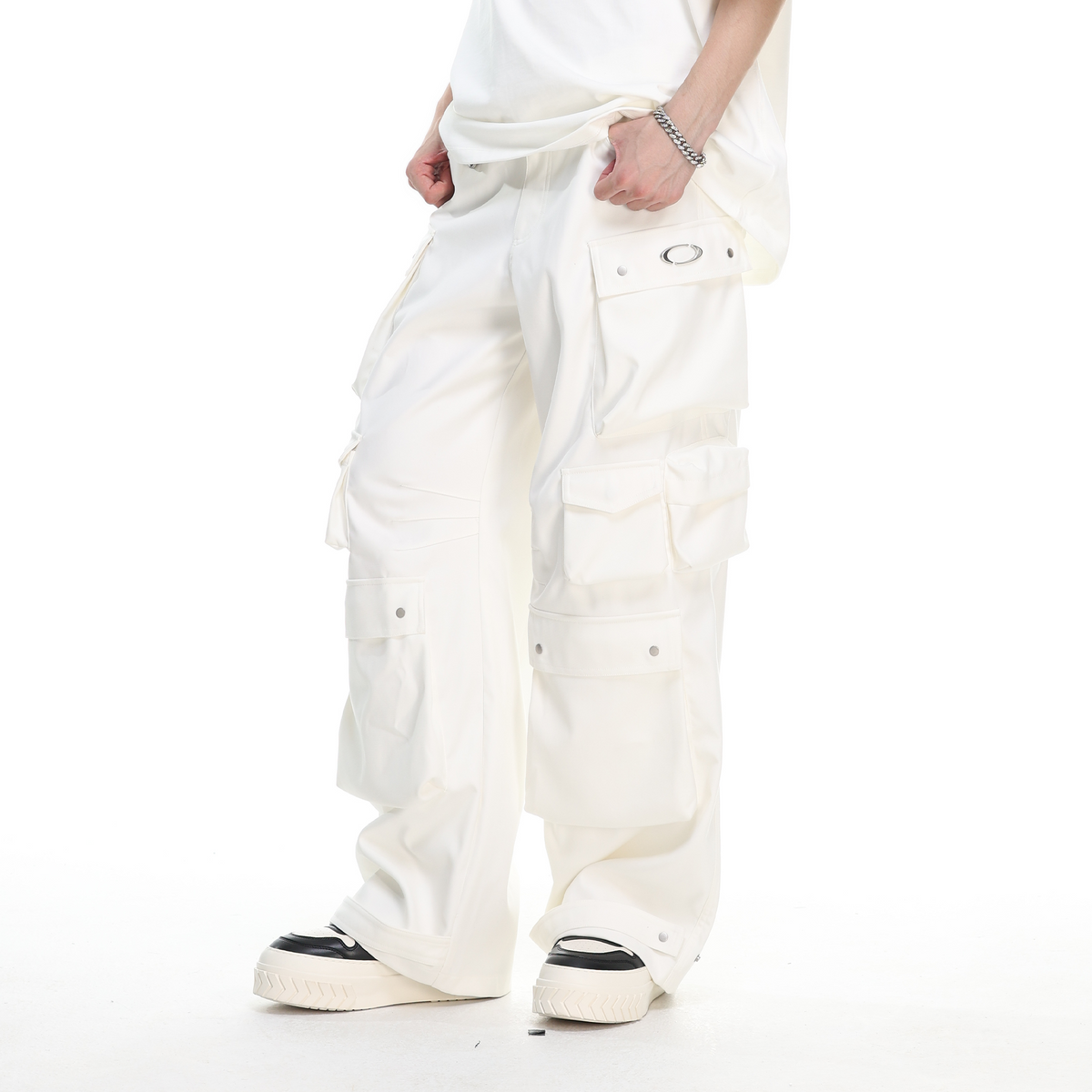 ARDENCODE Oversized Multi-Pocket Cargo Wide-Leg Pants, premium urban and streetwear designers apparel on PROJECTISR.com, ARDENCODE