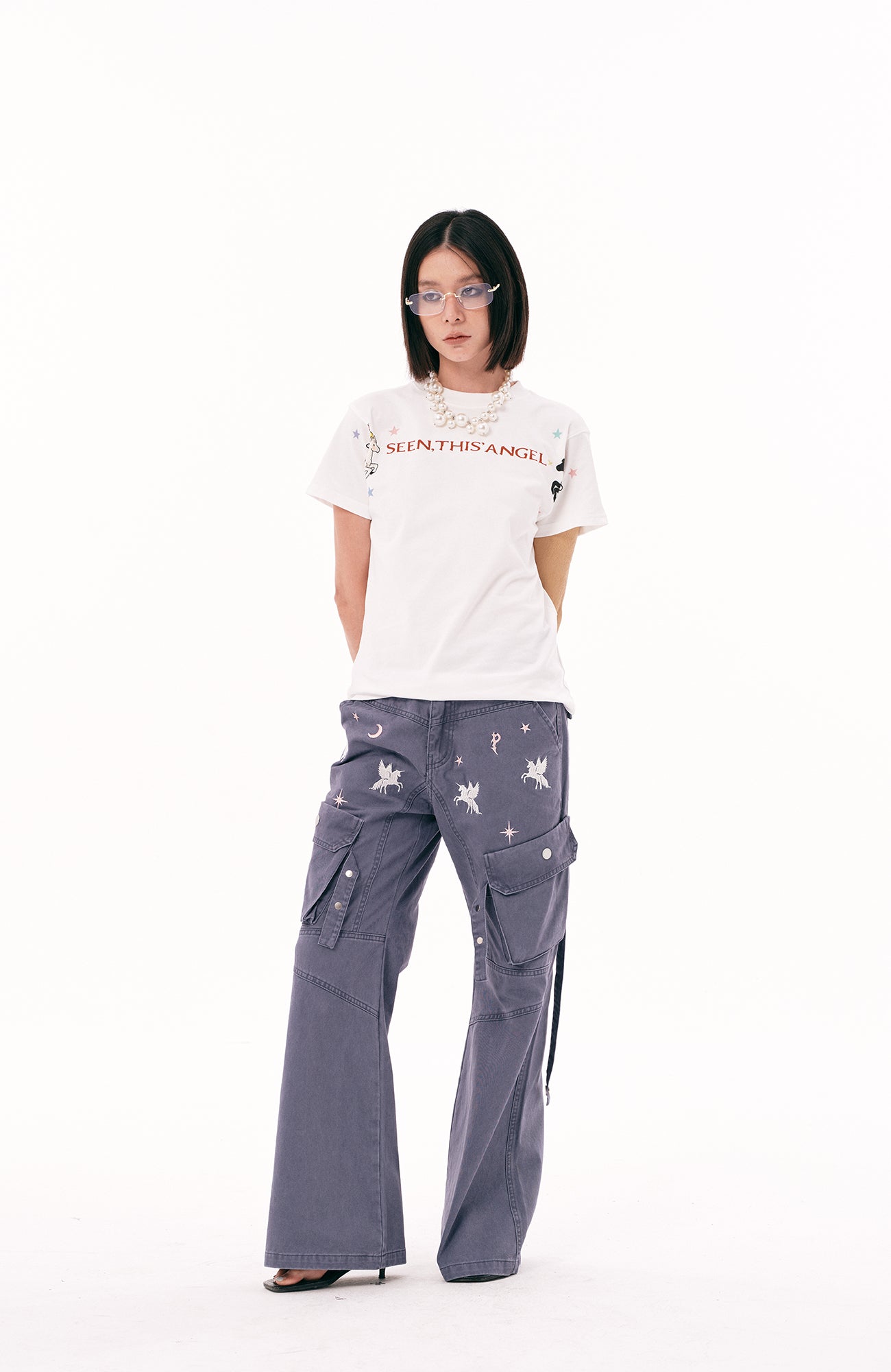 PASET Unicorn Embroidered Cargo Pants