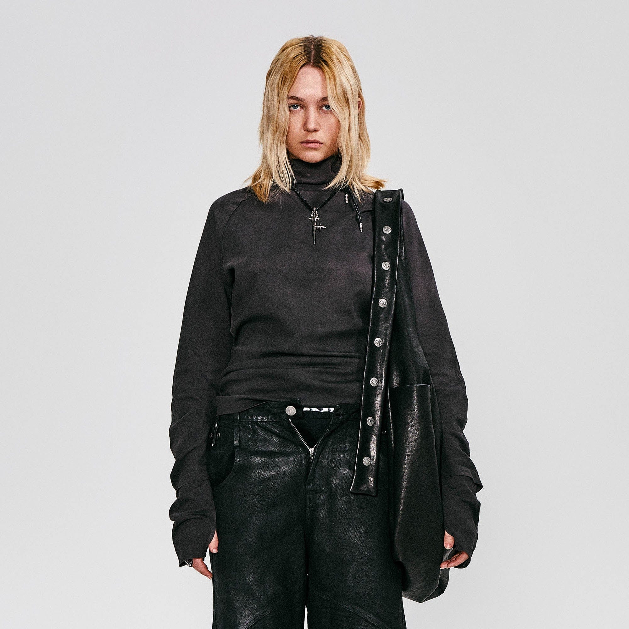 FLYERRER High Neck Slim-Fit Long-Sleeve Tee, premium urban and streetwear designers apparel on PROJECTISR.com, FLYERRER