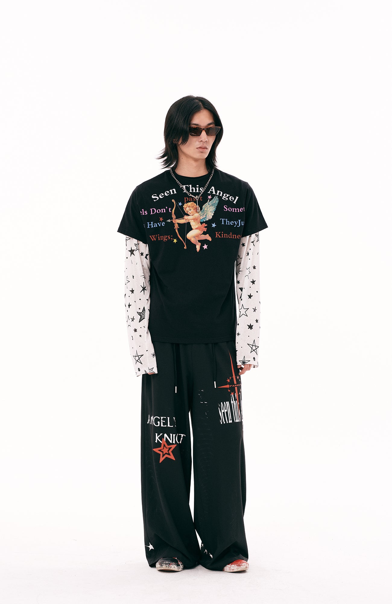 PASET Star Graphic Wide-Leg Pants