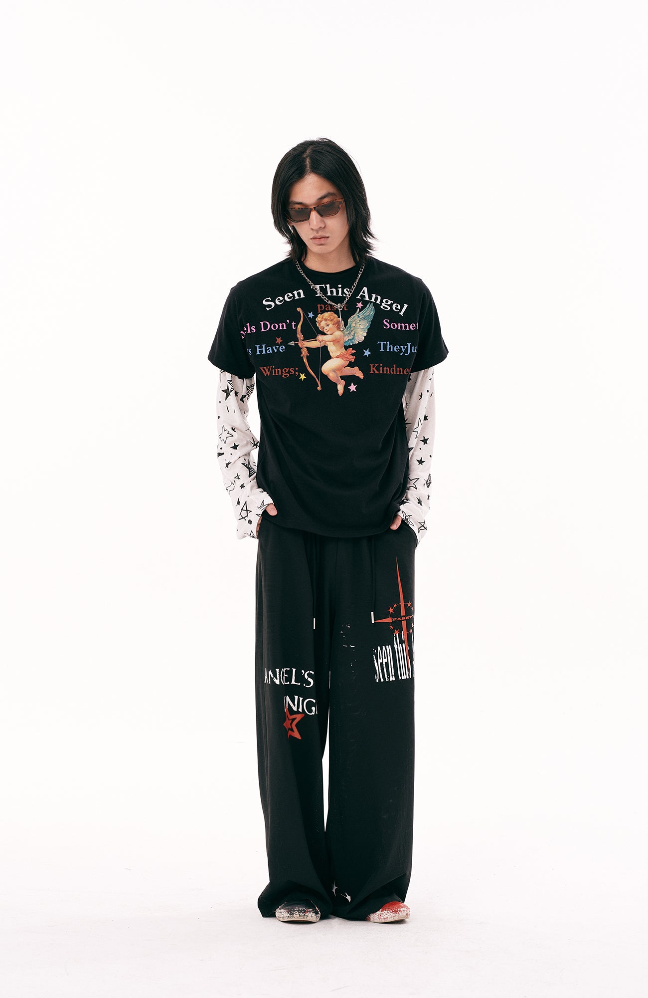 PASET Star Graphic Wide-Leg Pants