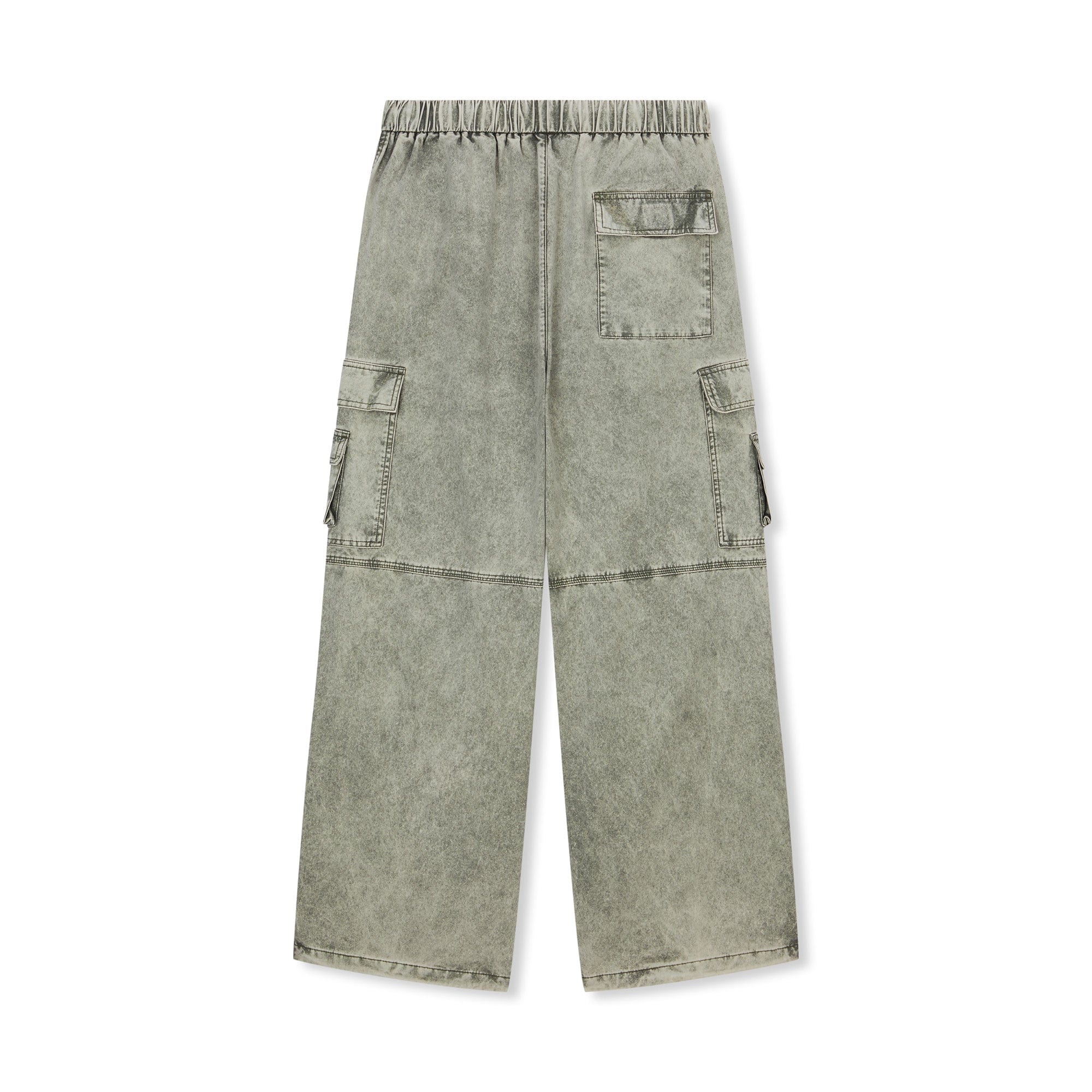 BONELESS Washed Pleated-Knee Drawstring Cargo Pants