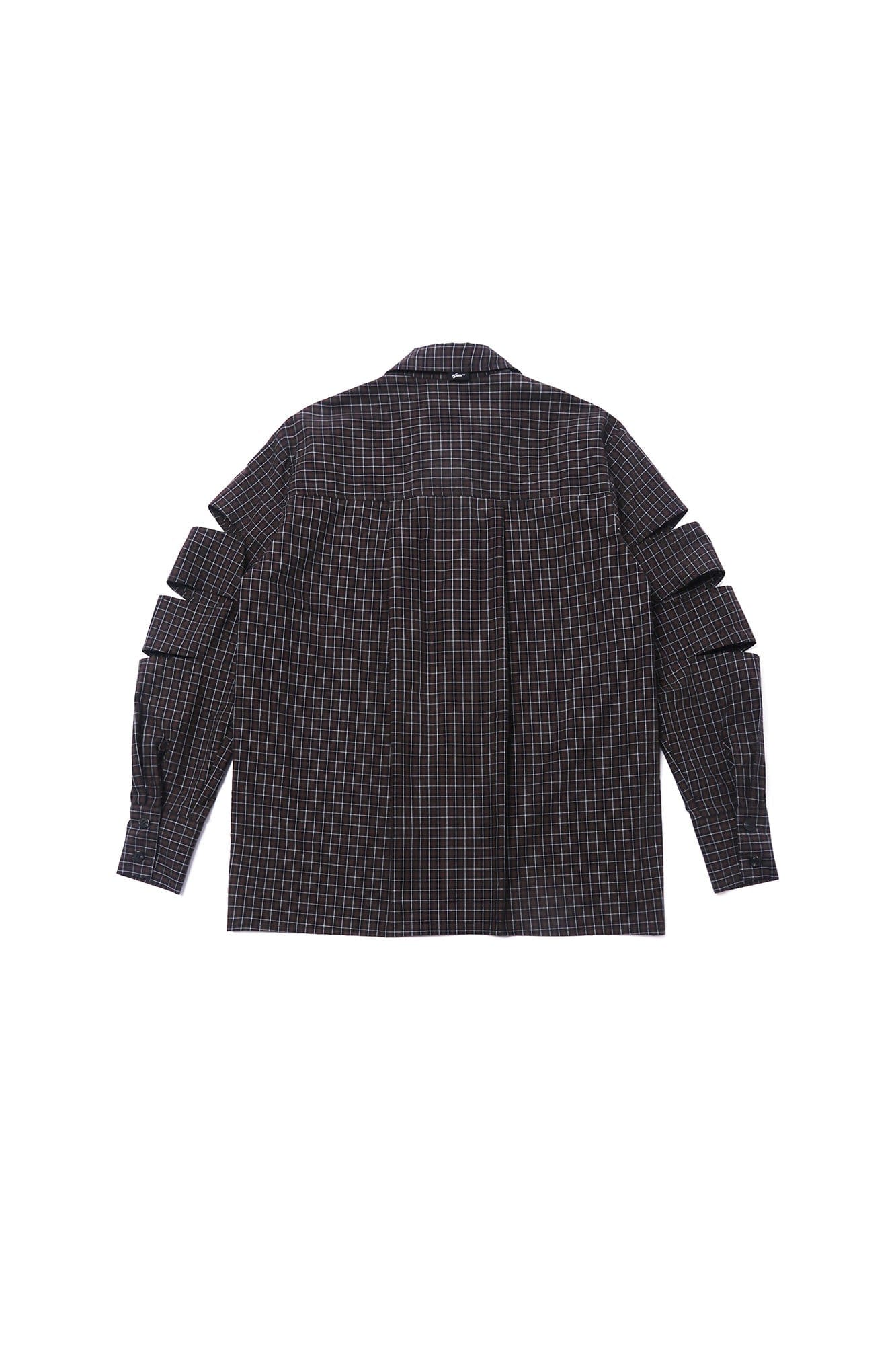 ASSEEN Deconstructed Cutout-Sleeve Mini Check Shirt, premium urban and streetwear designers apparel on PROJECTISR.com, ASSEEN