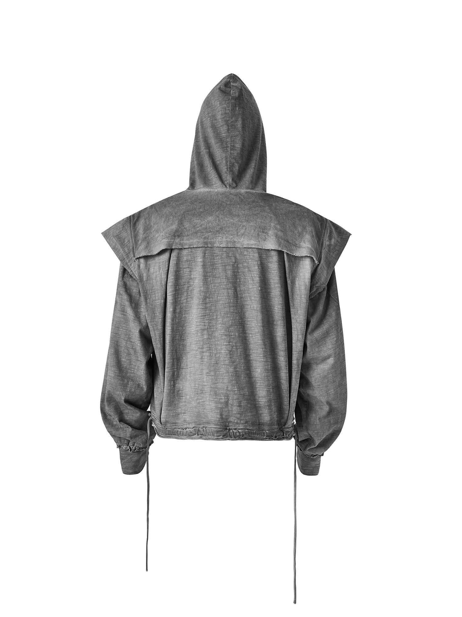 FLYERRER Distressed Layered Drawstring Hooded Jacket, premium urban and streetwear designers apparel on PROJECTISR.com, FLYERRER