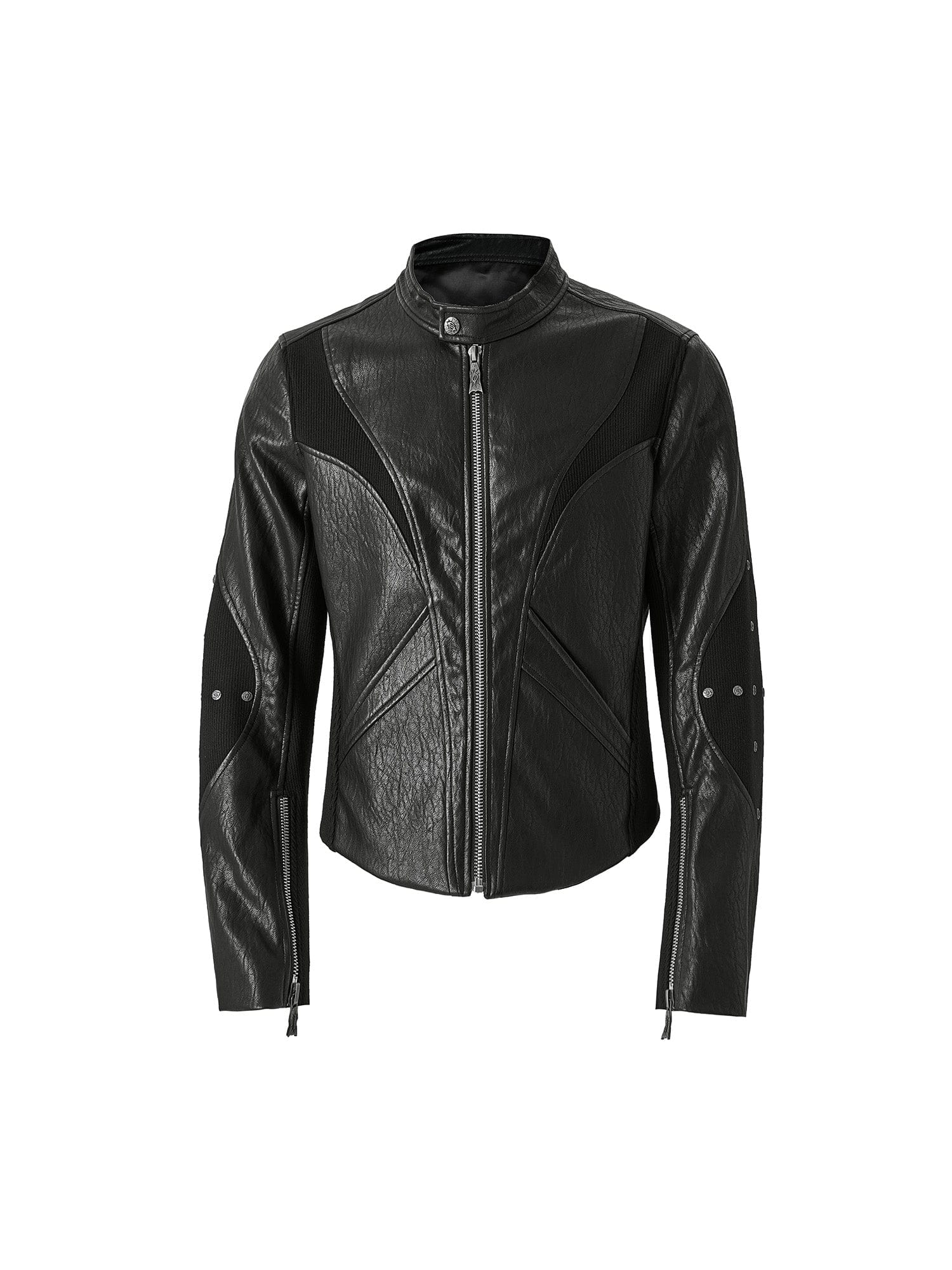 FLYERRER Structured Panel Faux Leather Biker Jacket, premium urban and streetwear designers apparel on PROJECTISR.com, FLYERRER