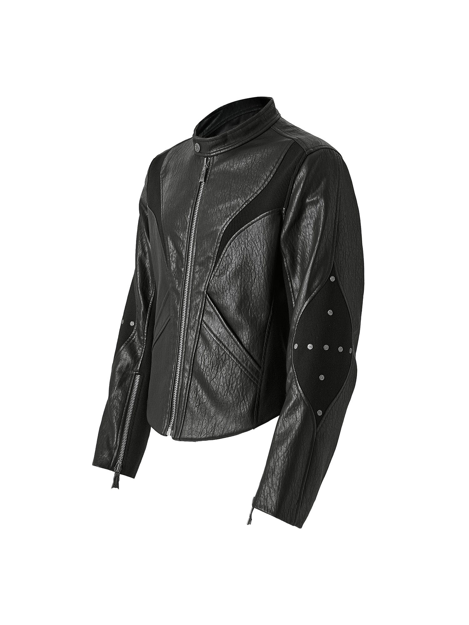 FLYERRER Structured Panel Faux Leather Biker Jacket, premium urban and streetwear designers apparel on PROJECTISR.com, FLYERRER