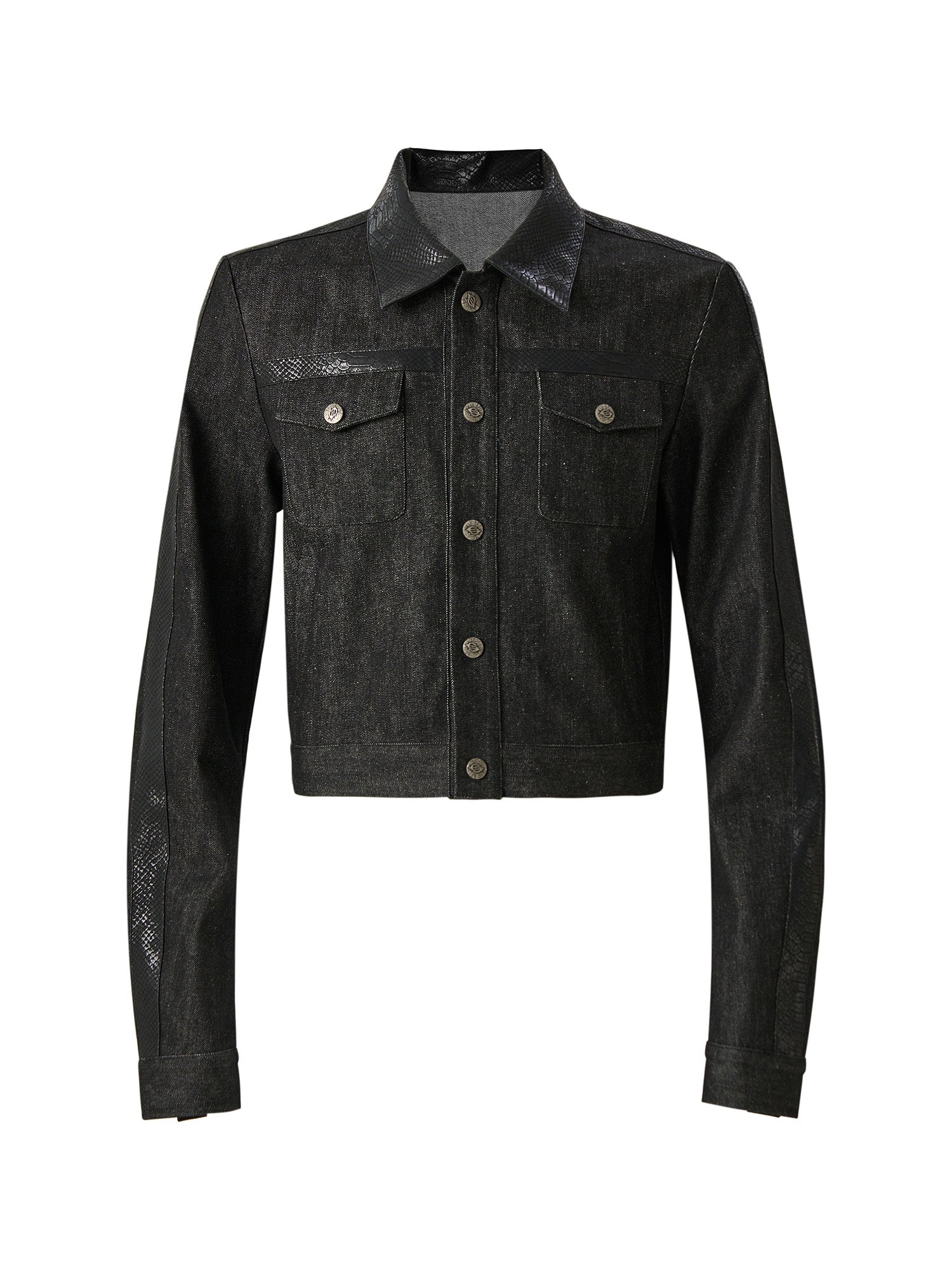 FLYERRER Serpent Cropped Raw Denim Jacket, premium urban and streetwear designers apparel on PROJECTISR.com, FLYERRER