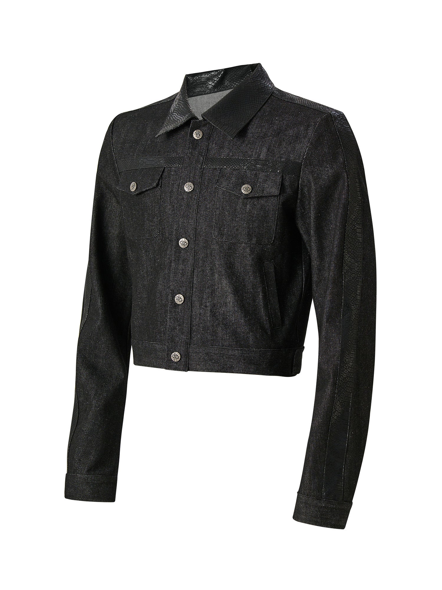 FLYERRER Serpent Cropped Raw Denim Jacket, premium urban and streetwear designers apparel on PROJECTISR.com, FLYERRER