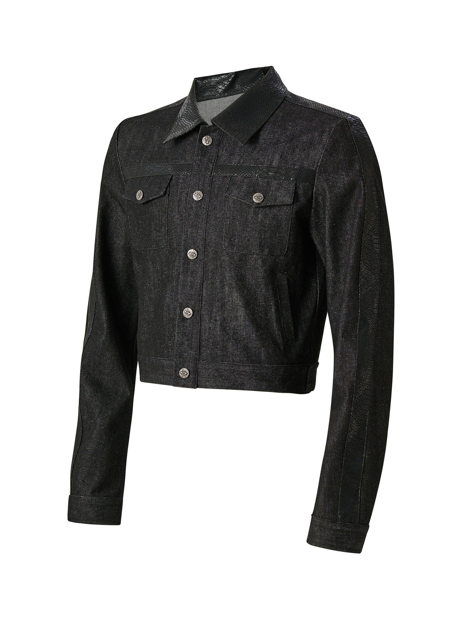 FLYERRER Serpent Cropped Raw Denim Jacket, premium urban and streetwear designers apparel on PROJECTISR.com, FLYERRER