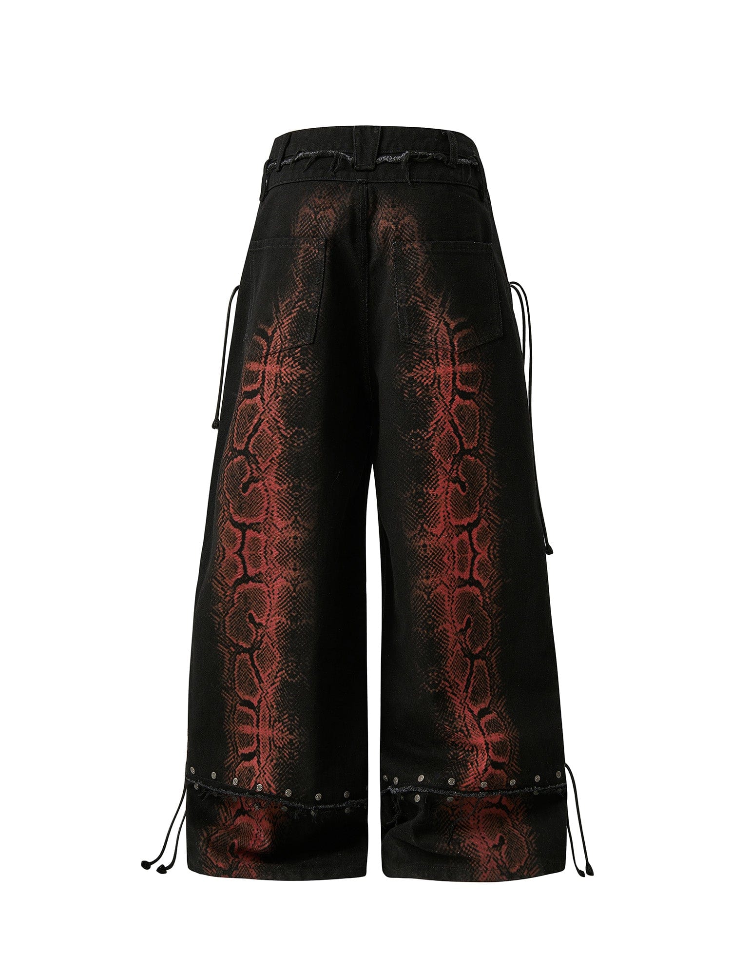 FLYERRER Washed Contrast Snakeskin Drawcord Wide-Leg Jeans, premium urban and streetwear designers apparel on PROJECTISR.com, FLYERRER