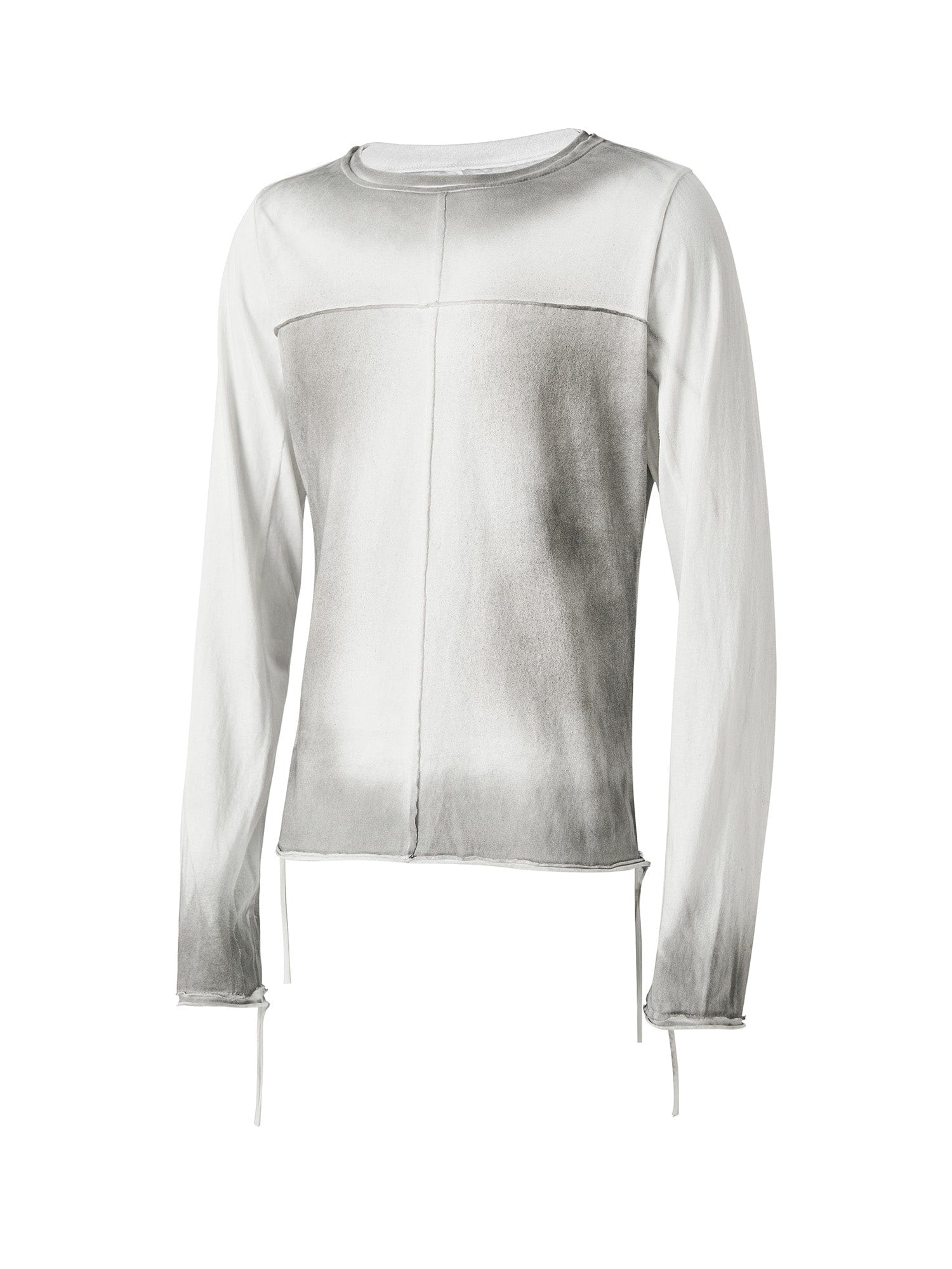 FLYERRER Washed Gradient Cross-Panel Raw-Edge Long-Sleeve Tee, premium urban and streetwear designers apparel on PROJECTISR.com, FLYERRER