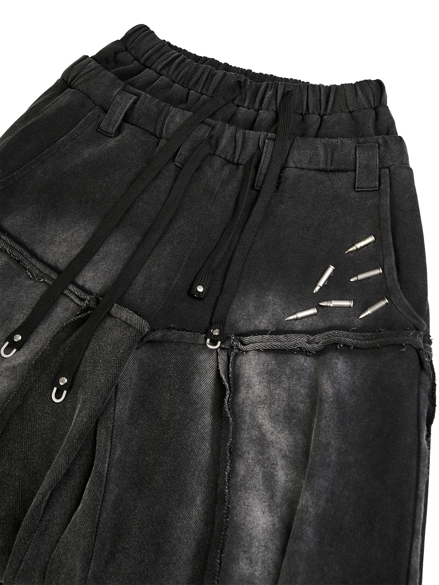 FLYERRER Washed Double-Waist Bullet Rivet Baggy Sweatpants, premium urban and streetwear designers apparel on PROJECTISR.com, FLYERRER