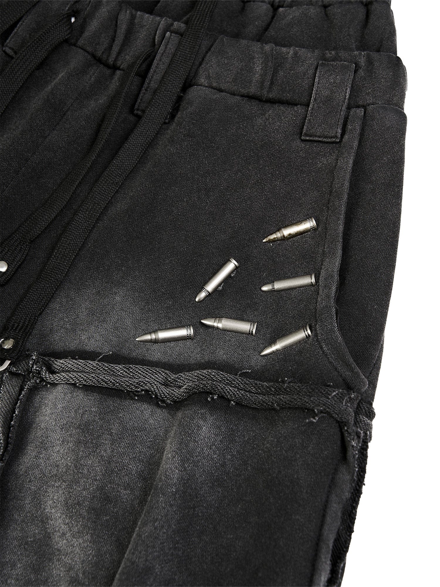 FLYERRER Washed Double-Waist Bullet Rivet Baggy Sweatpants, premium urban and streetwear designers apparel on PROJECTISR.com, FLYERRER