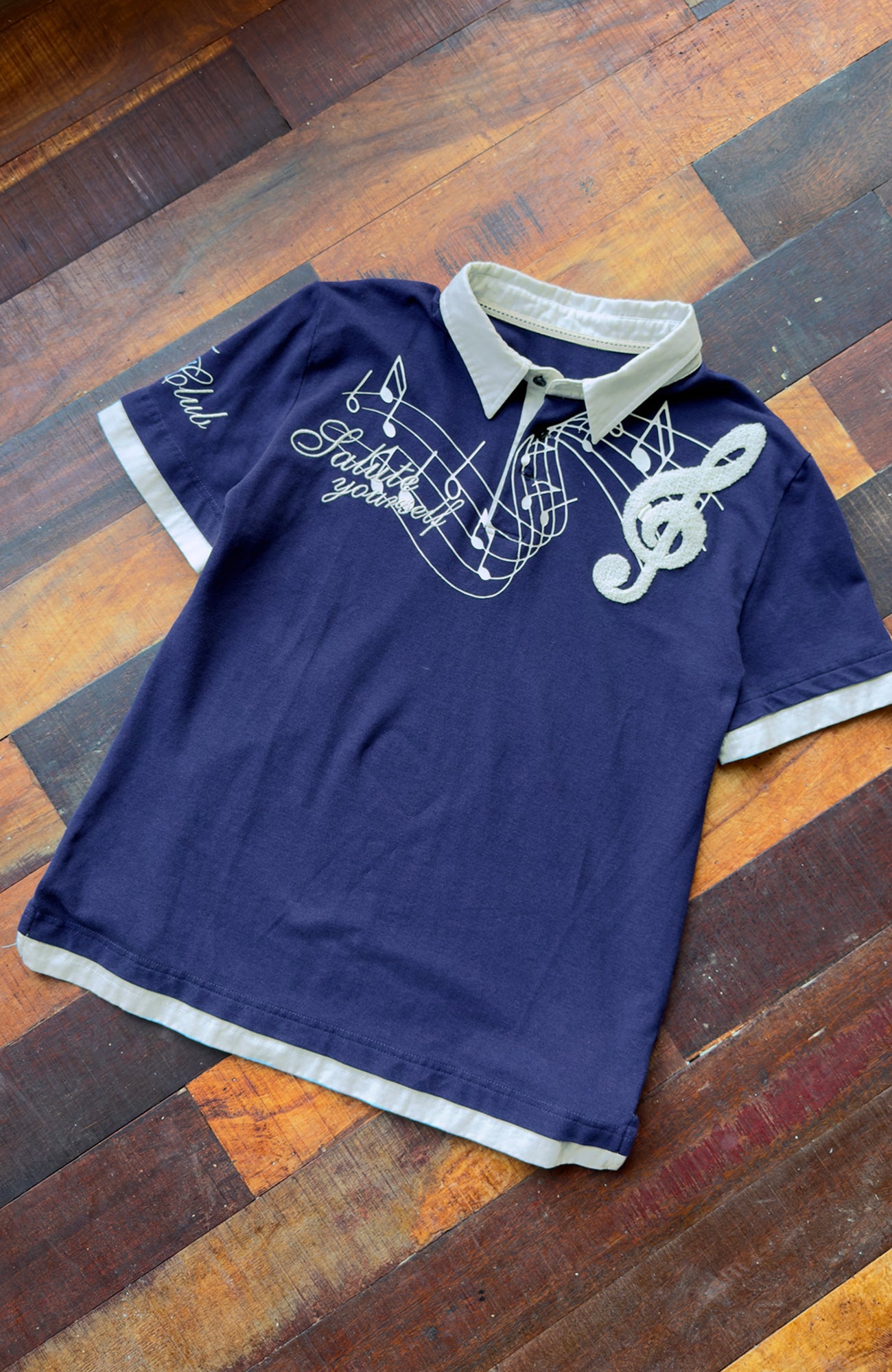 TRECLUB Music Note Embroidered Polo T-Shirt