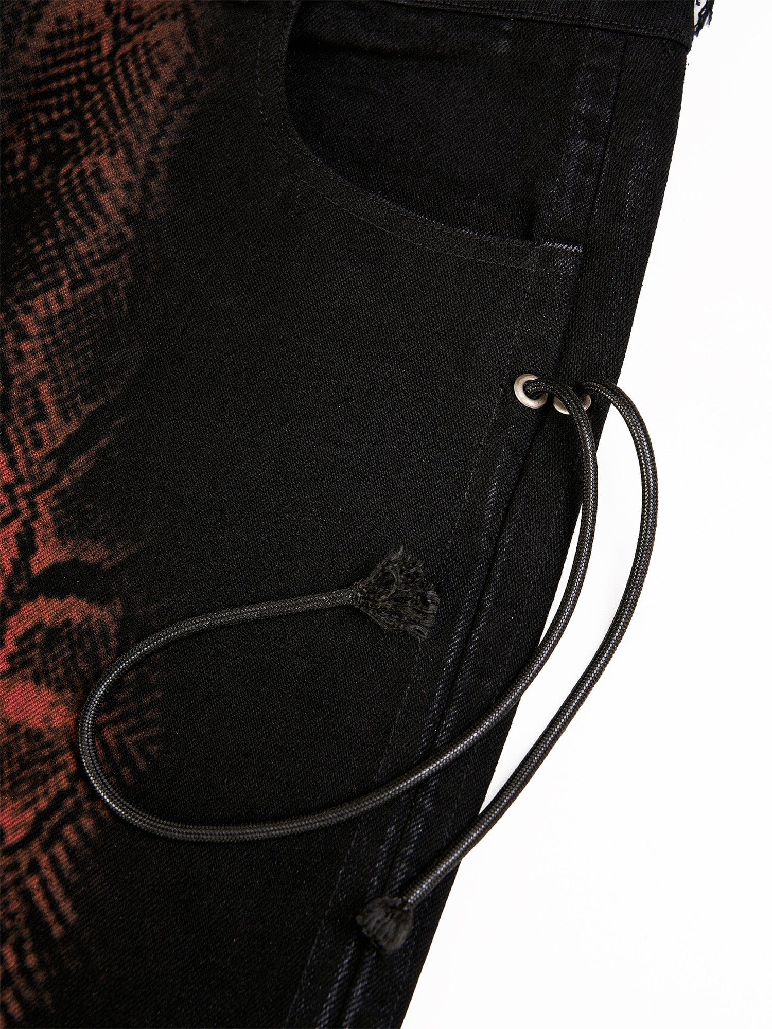 FLYERRER Washed Contrast Snakeskin Drawcord Wide-Leg Jeans, premium urban and streetwear designers apparel on PROJECTISR.com, FLYERRER