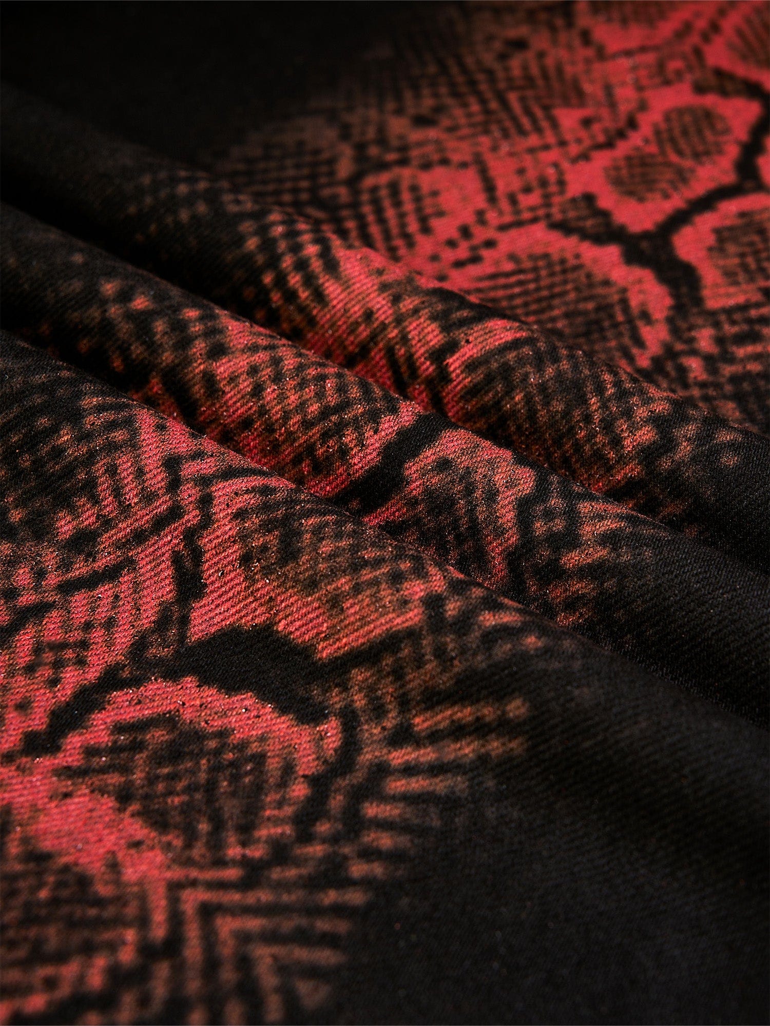 FLYERRER Washed Contrast Snakeskin Drawcord Wide-Leg Jeans, premium urban and streetwear designers apparel on PROJECTISR.com, FLYERRER