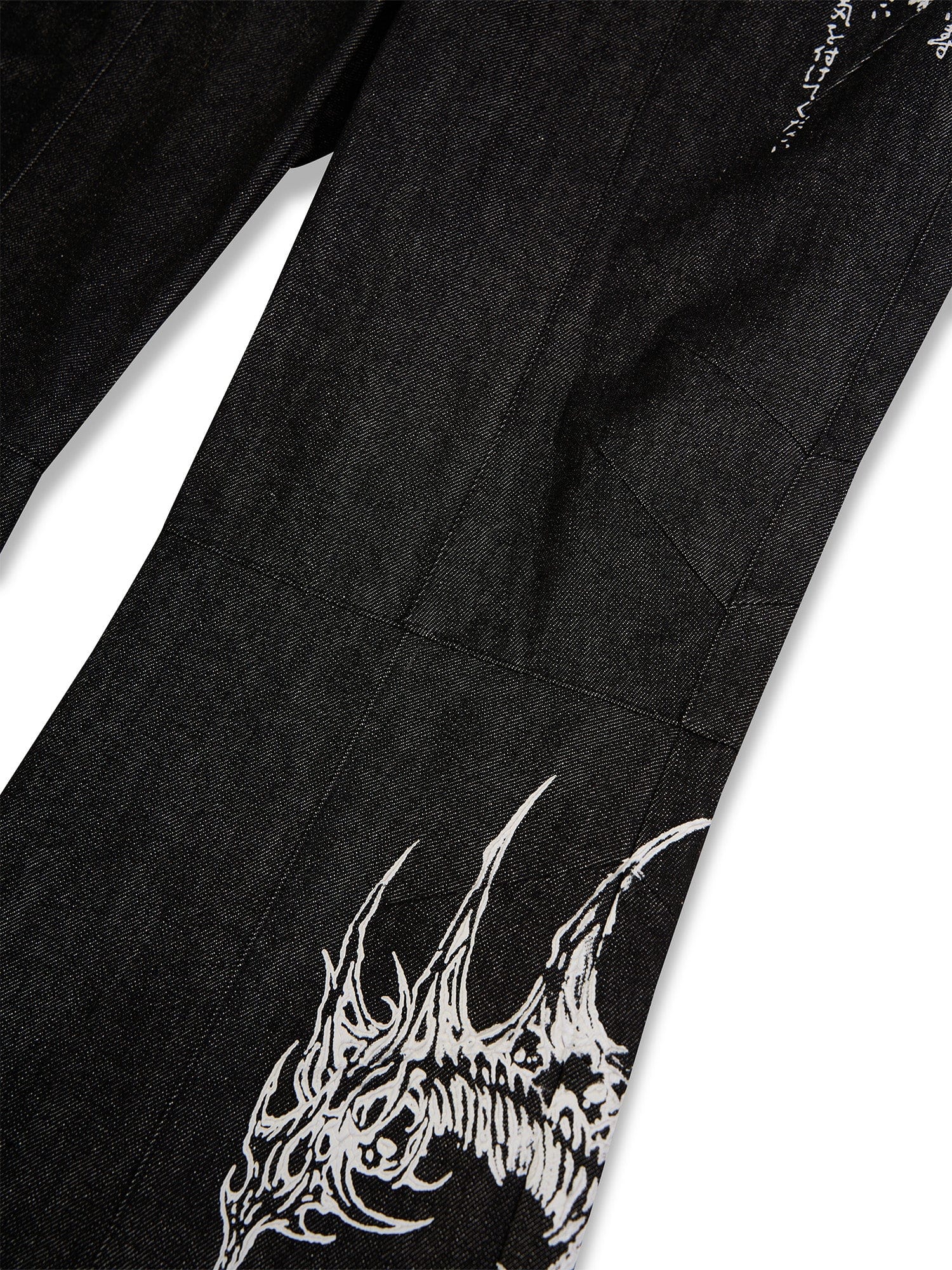 FLYERRER Abstract Graphic Flared Raw Jeans, premium urban and streetwear designers apparel on PROJECTISR.com, FLYERRER
